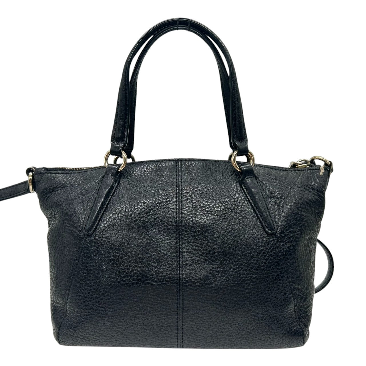 【COACH】コーチ 2WAY ハンドバッグ ショルダーバッグ プレーリーサッチェル 斜め掛け可 クロスボディ 本革 ペブルドレザー ブラック 黒 ゴールド金具 ホースアンドキャリッジロゴ レディース エレガント ビジネス 人気モデル クリーニング済み s45