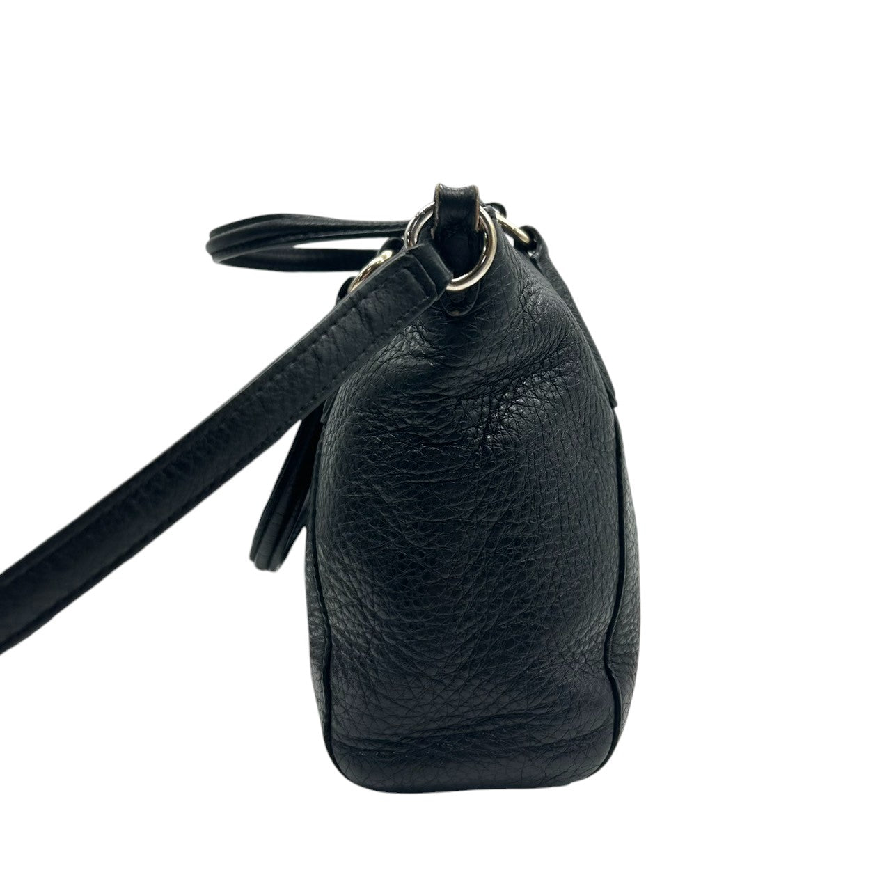 【COACH】コーチ 2WAY ハンドバッグ ショルダーバッグ プレーリーサッチェル 斜め掛け可 クロスボディ 本革 ペブルドレザー ブラック 黒 ゴールド金具 ホースアンドキャリッジロゴ レディース エレガント ビジネス 人気モデル クリーニング済み s45