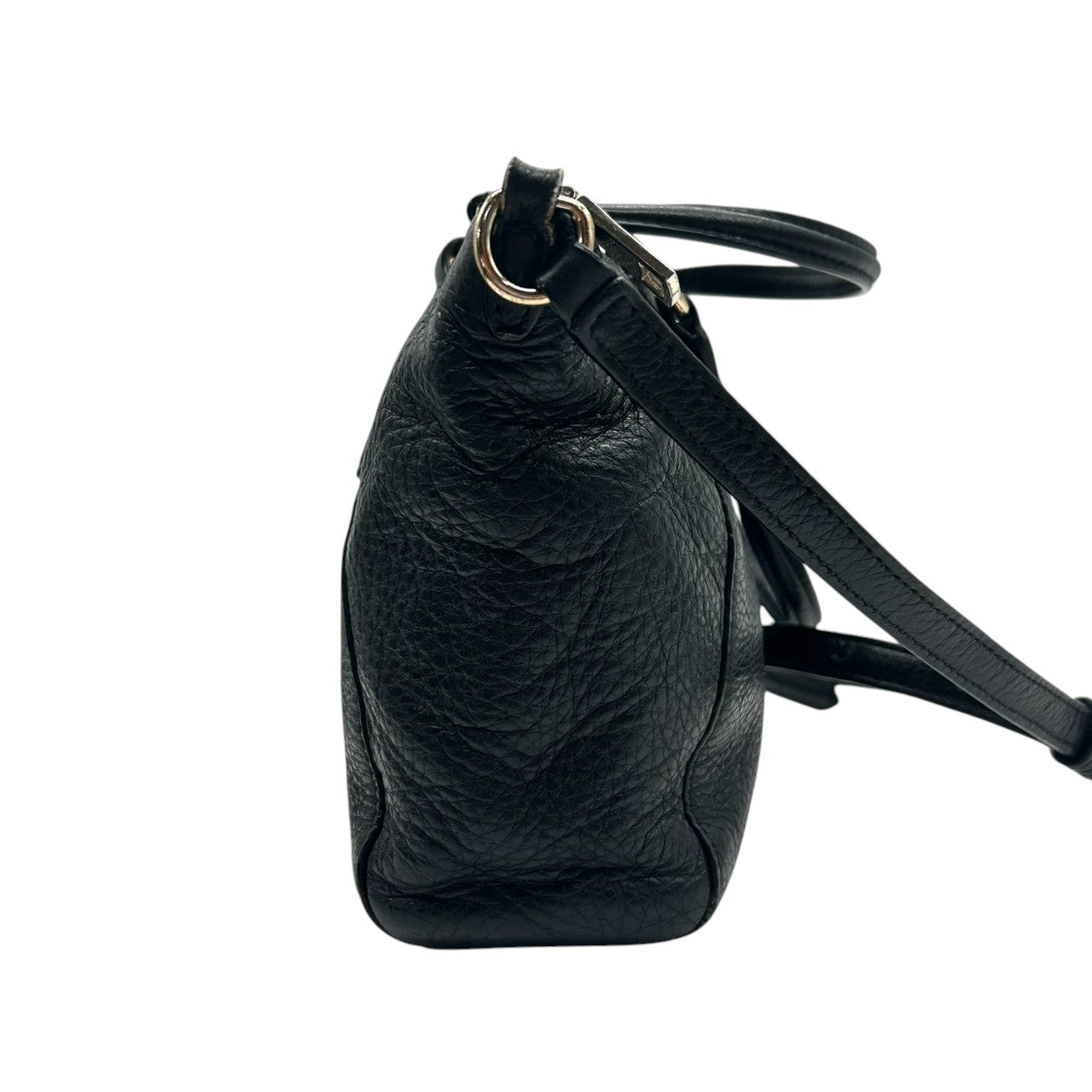 【COACH】コーチ 2WAY ハンドバッグ ショルダーバッグ プレーリーサッチェル 斜め掛け可 クロスボディ 本革 ペブルドレザー ブラック 黒 ゴールド金具 ホースアンドキャリッジロゴ レディース エレガント ビジネス 人気モデル クリーニング済み s45