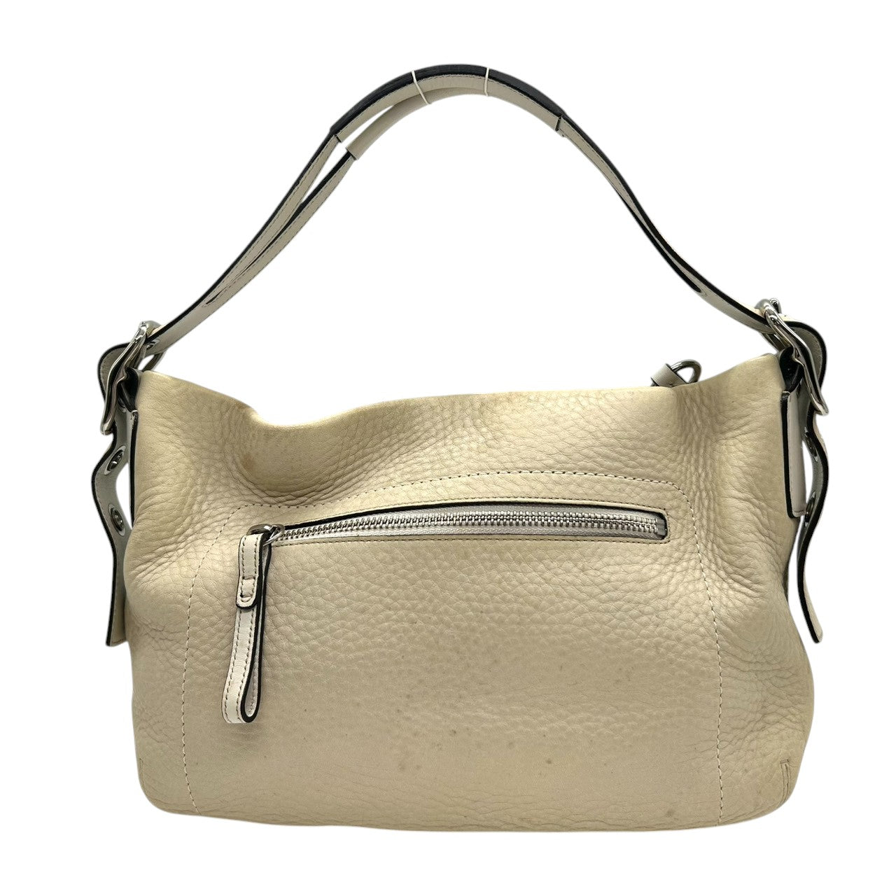 COACH コーチ ショルダーバッグ ワンショルダー ホーボーバッグ 1429 本革 ペブルドレザー アイボリー オフホワイト系 シルバー金具 タッセルチャーム付き レディース エレガント カジュアル 人気モデル クリーニング済み s45