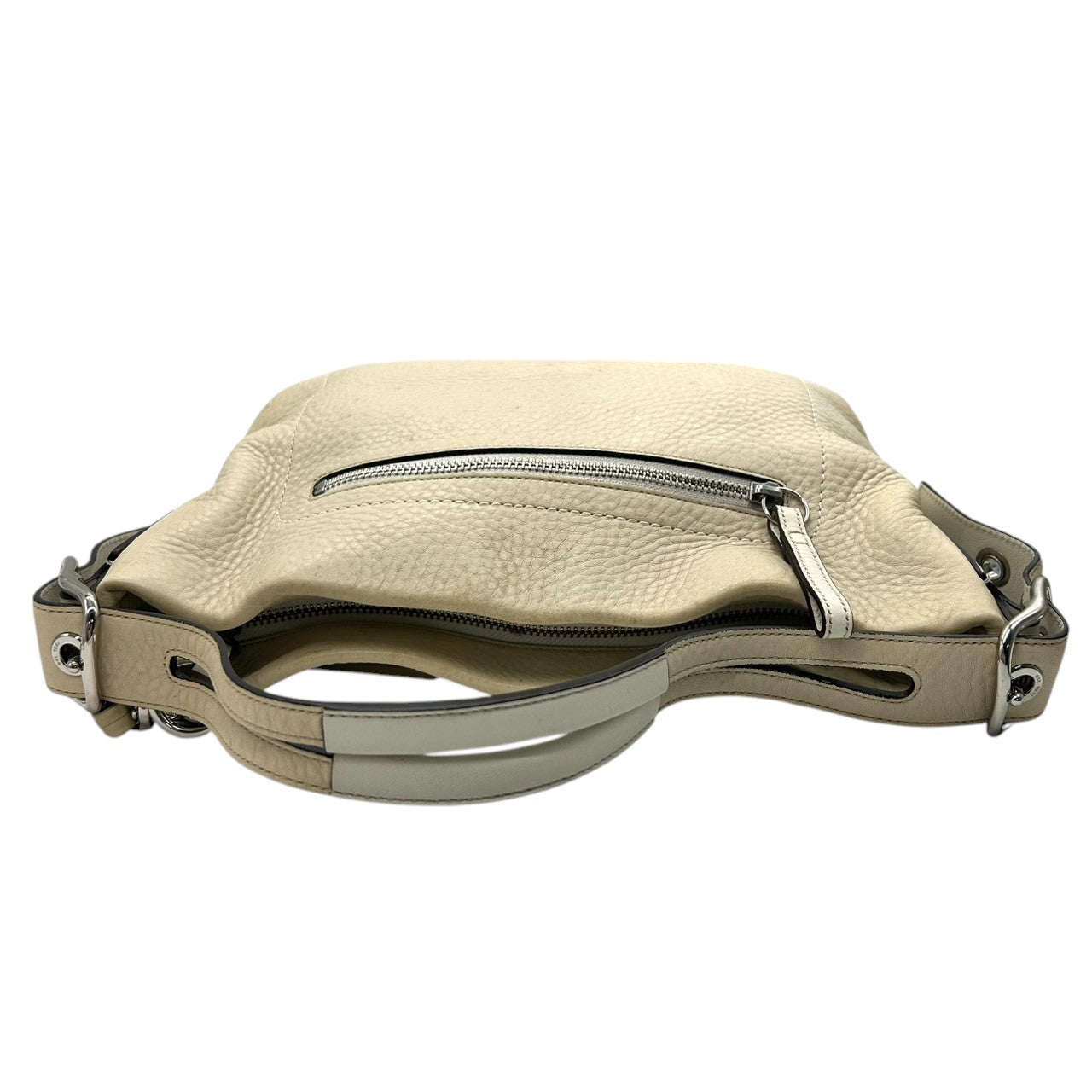 COACH コーチ ショルダーバッグ ワンショルダー ホーボーバッグ 1429 本革 ペブルドレザー アイボリー オフホワイト系 シルバー金具 タッセルチャーム付き レディース エレガント カジュアル 人気モデル クリーニング済み s45