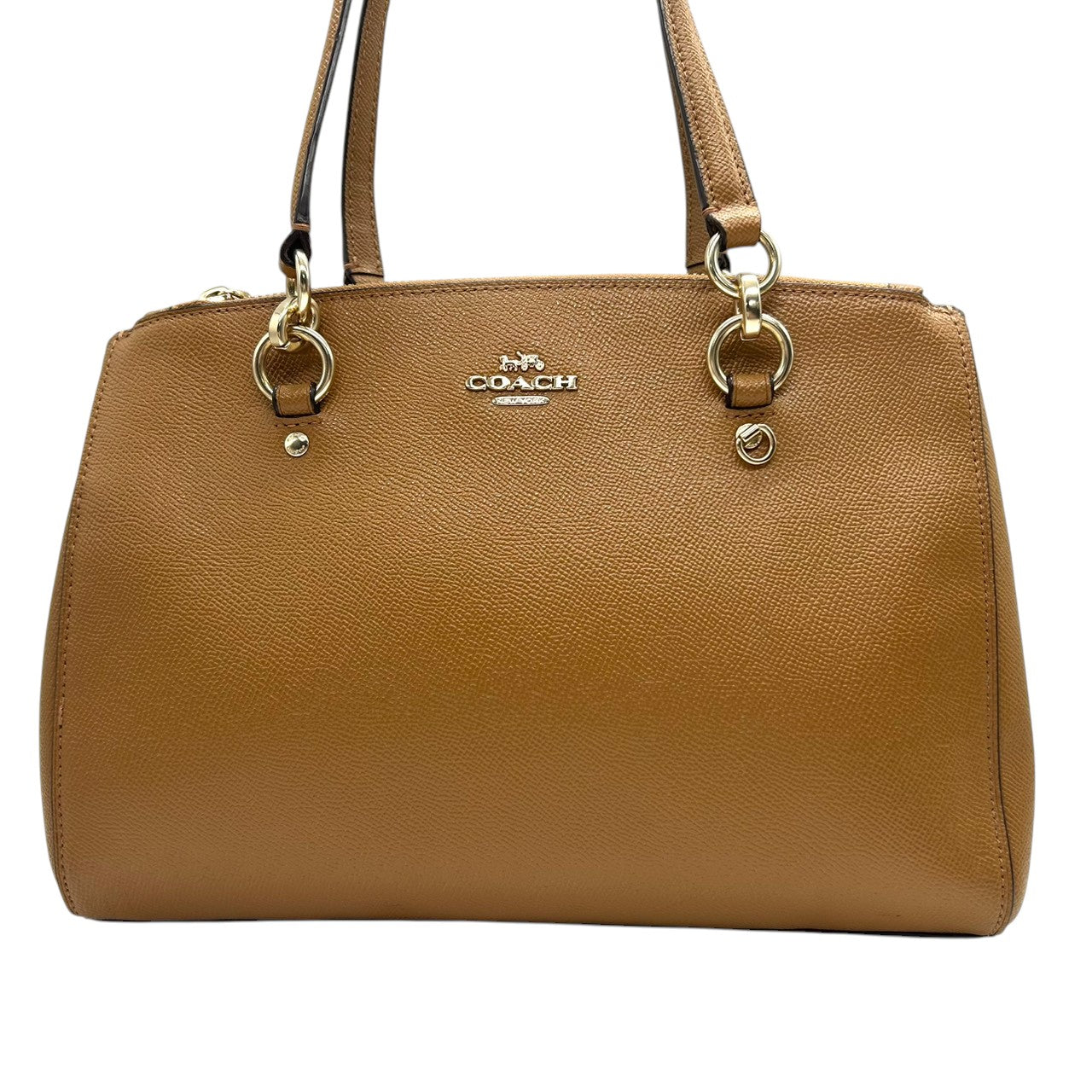 【未使用級/美品】COACH コーチ リリー キャリーオール 2WAY ハンドバッグ トートバッグ F76938 ワンショルダー 斜め掛け可 自立可 本革 クロスグレインレザー ブラウン キャメル系 レディース ビジネス 通勤通学 人気モデル s52