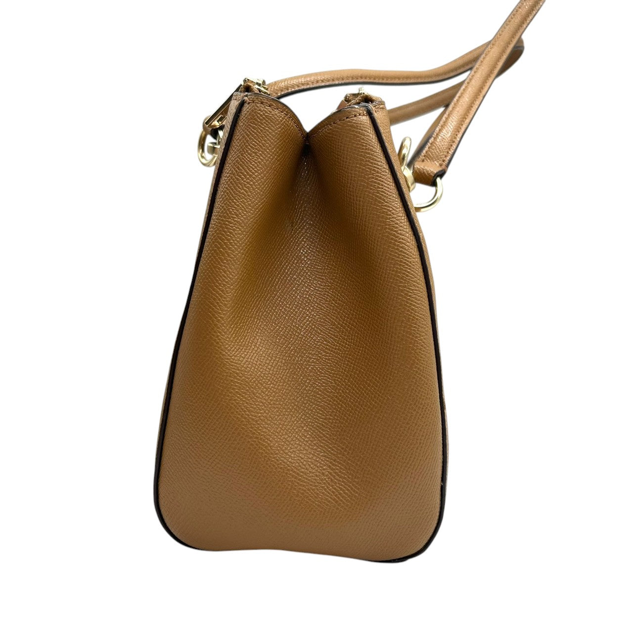 【未使用級/美品】COACH コーチ リリー キャリーオール 2WAY ハンドバッグ トートバッグ F76938 ワンショルダー 斜め掛け可 自立可 本革 クロスグレインレザー ブラウン キャメル系 レディース ビジネス 通勤通学 人気モデル s52