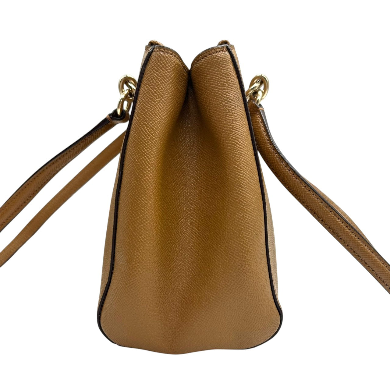 【未使用級/美品】COACH コーチ リリー キャリーオール 2WAY ハンドバッグ トートバッグ F76938 ワンショルダー 斜め掛け可 自立可 本革 クロスグレインレザー ブラウン キャメル系 レディース ビジネス 通勤通学 人気モデル s52