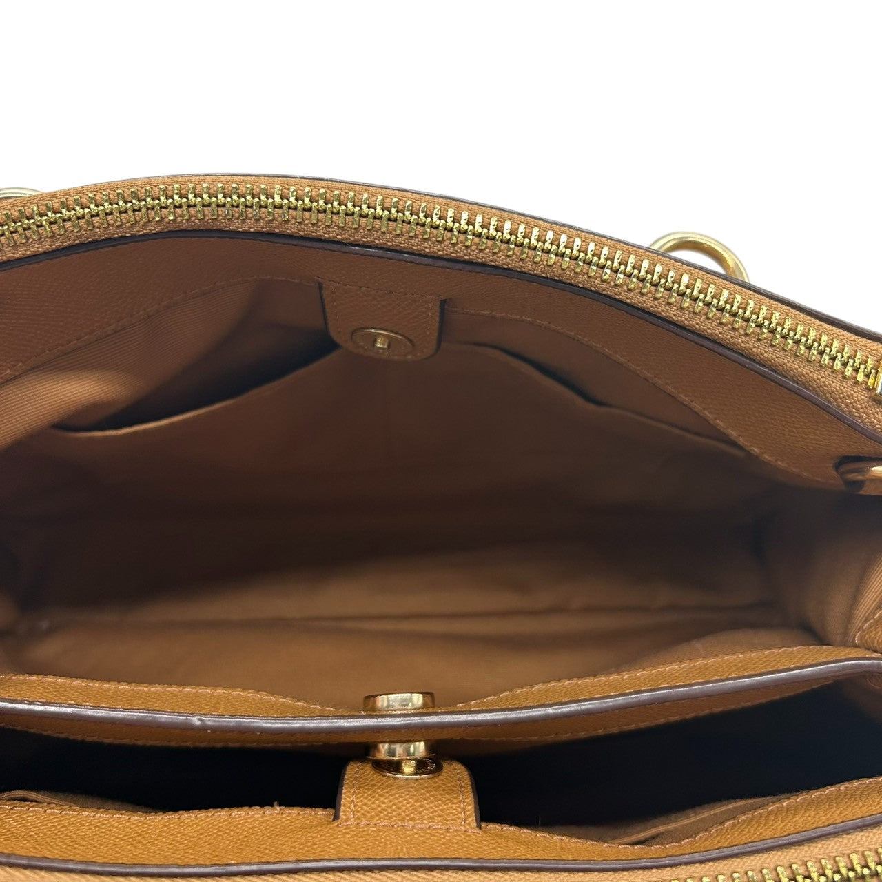 【未使用級/美品】COACH コーチ リリー キャリーオール 2WAY ハンドバッグ トートバッグ F76938 ワンショルダー 斜め掛け可 自立可 本革 クロスグレインレザー ブラウン キャメル系 レディース ビジネス 通勤通学 人気モデル s52