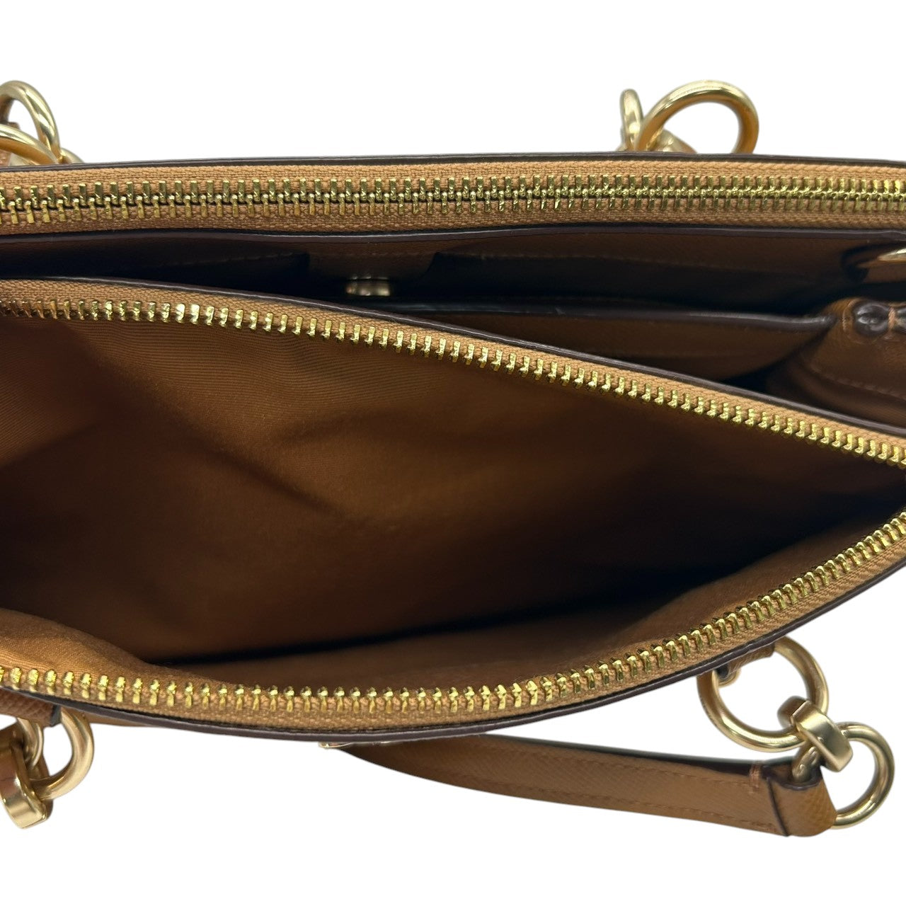 【未使用級/美品】COACH コーチ リリー キャリーオール 2WAY ハンドバッグ トートバッグ F76938 ワンショルダー 斜め掛け可 自立可 本革 クロスグレインレザー ブラウン キャメル系 レディース ビジネス 通勤通学 人気モデル s52