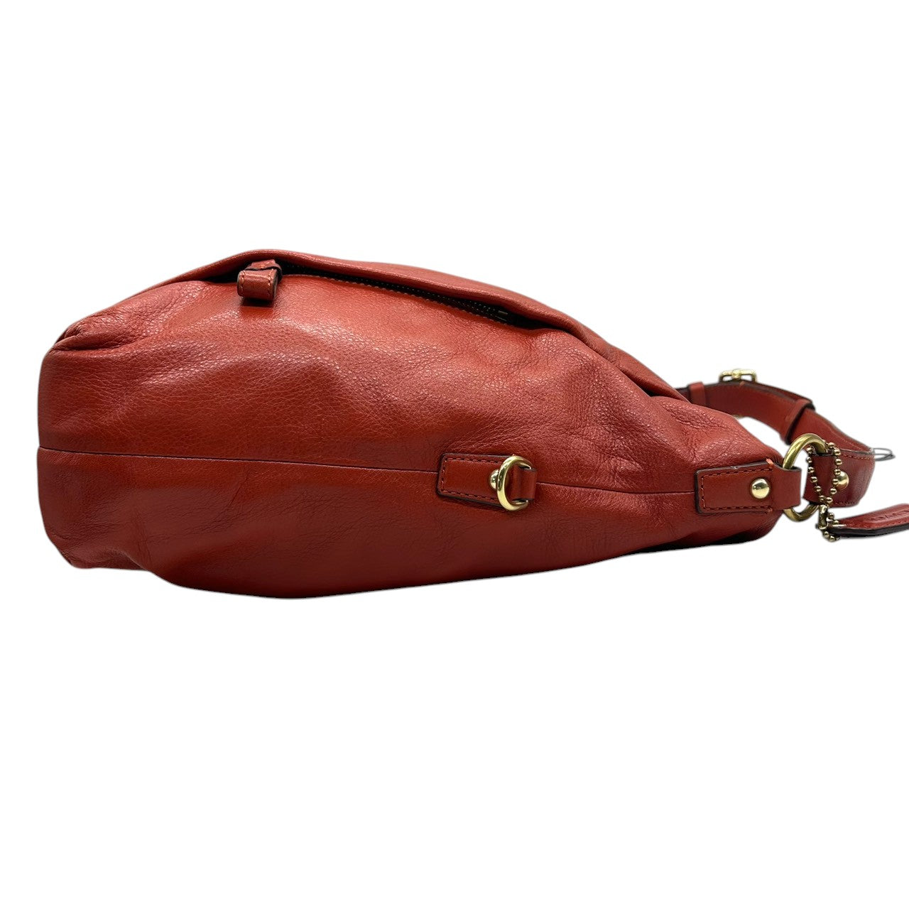 【美品】COACH コーチ 2WAY ショルダーバッグ ハンドバッグ F21762 ワンショルダー 斜め掛け可 A4収納可 大容量 本革 ペブルドレザー オレンジ レッド系 レディース エレガント カジュアル 通勤通学 人気モデル クリーニング済み s52