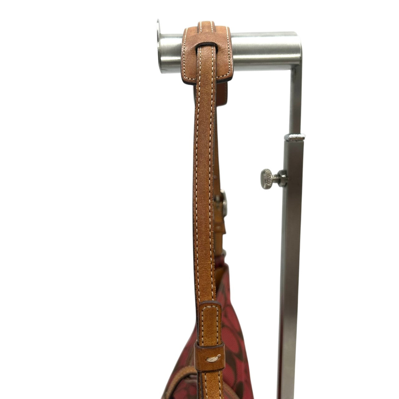 【COACH】コーチ ショルダーバッグ ワンショルダー ホーボーバッグ 6091 シグネチャー柄 キャンバス レザー レッド ブラウン系 クリップ金具 レディース エレガント カジュアル 通勤通学 デイリーユース 定番人気モデル クリーニング済み H