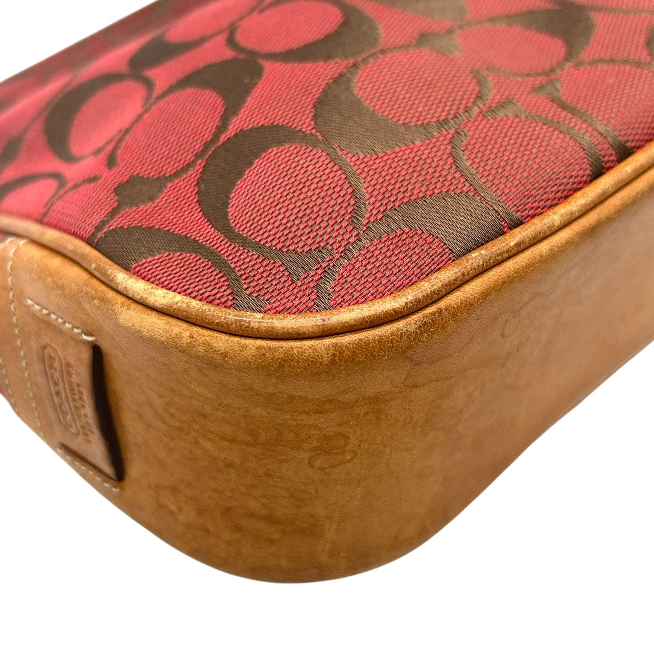 【COACH】コーチ ショルダーバッグ ワンショルダー ホーボーバッグ 6091 シグネチャー柄 キャンバス レザー レッド ブラウン系 クリップ金具 レディース エレガント カジュアル 通勤通学 デイリーユース 定番人気モデル クリーニング済み H