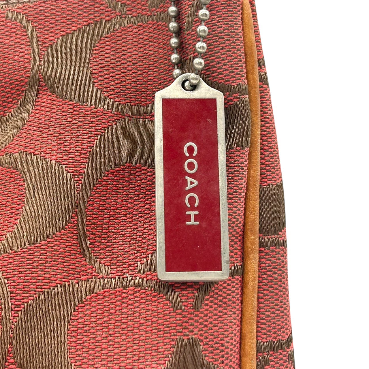 【COACH】コーチ ショルダーバッグ ワンショルダー ホーボーバッグ 6091 シグネチャー柄 キャンバス レザー レッド ブラウン系 クリップ金具 レディース エレガント カジュアル 通勤通学 デイリーユース 定番人気モデル クリーニング済み H