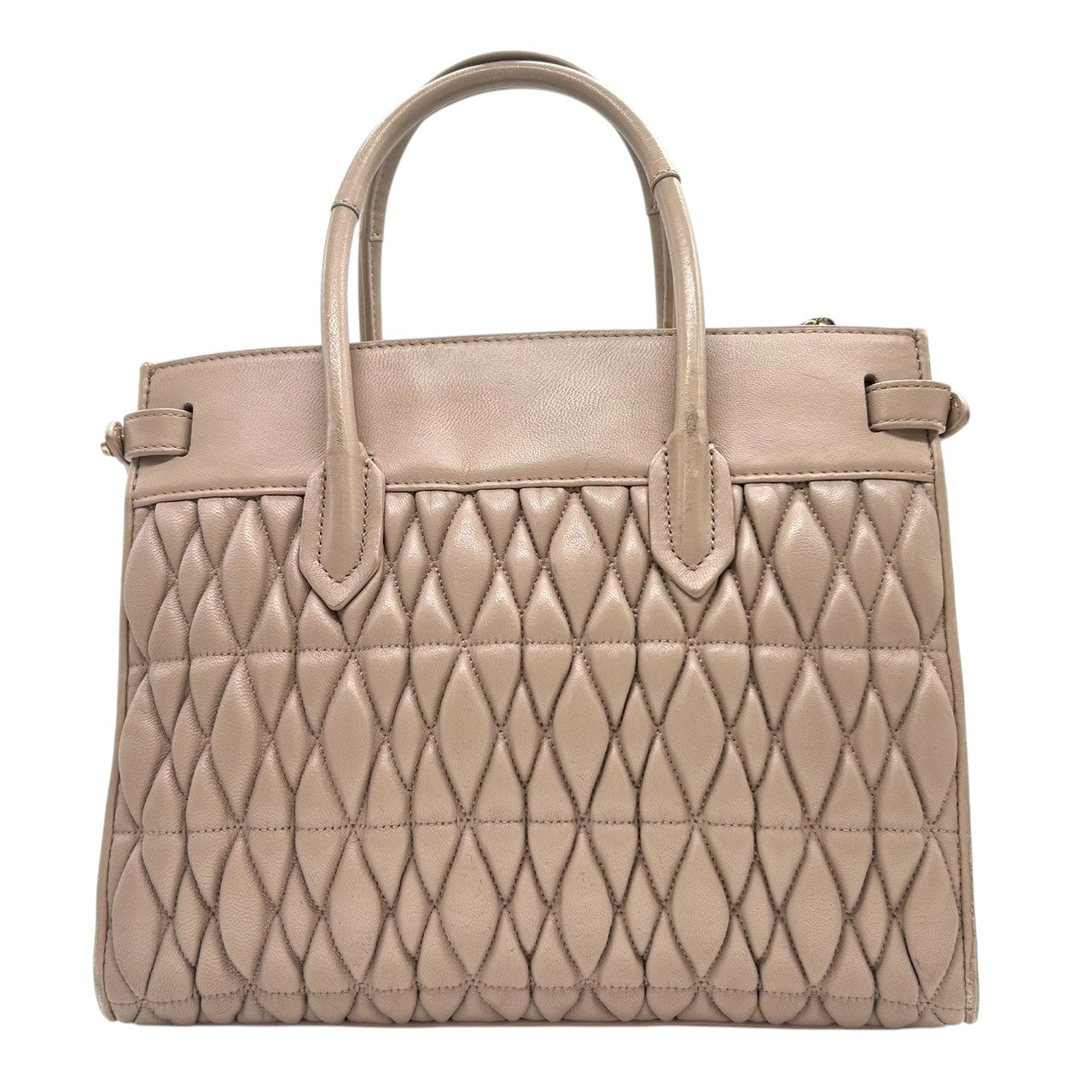 【FURLA】フルラ ハンドバッグ トートバッグ 自立可 キルティング 本革 レザー ピンクベージュ ダスティピンク系 ゴールド金具 レディース エレガント フェミニン 上品 大人可愛い ビジネス 通勤通学 パーティー お出かけ クリーニング済み H