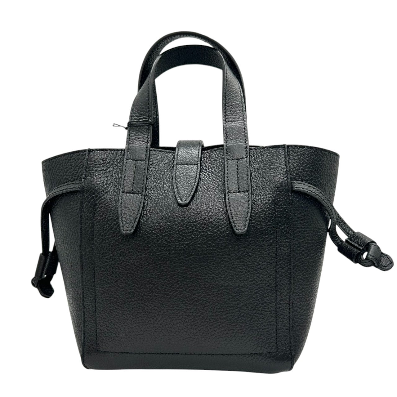 【未使用級/タグ付き】FURLA フルラ ネット ミニ 2WAY ハンドバッグ ショルダーバッグ ミニトート ドローストリング 自立可 斜め掛け可 ペブルドレザー ブラック ゴールド金具 レディース エレガント フェミニン 通勤通学 人気モデル s57