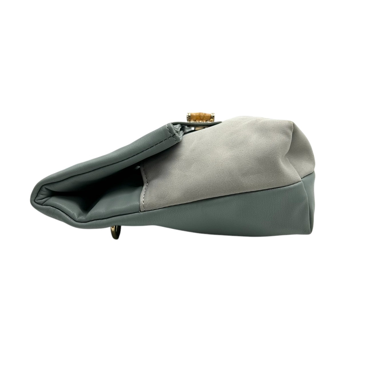 【PAPILLONNER】パピヨネ 2WAY クラッチバッグ ショルダーバッグ ハンドバッグ 斜め掛け可 レザー スエード ブルーグレー系 バイカラー バンブー ターンロック レディース エレガント スタイリッシュ 人気モデル クリーニング済み s54