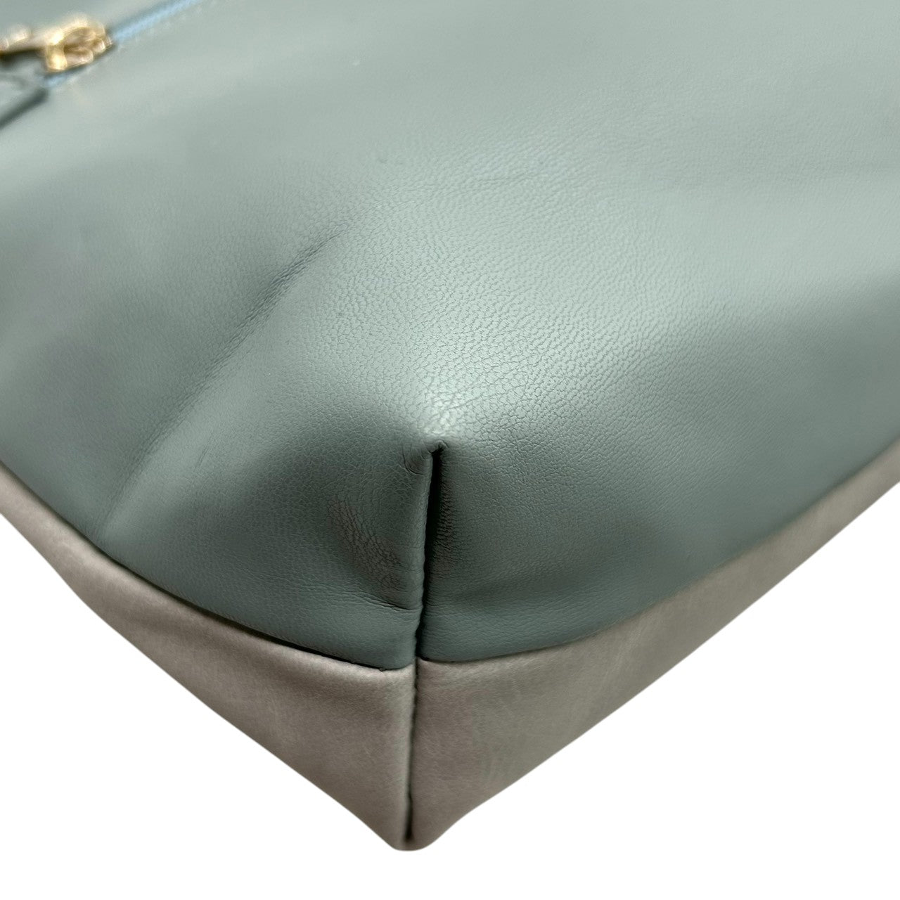 【PAPILLONNER】パピヨネ 2WAY クラッチバッグ ショルダーバッグ ハンドバッグ 斜め掛け可 レザー スエード ブルーグレー系 バイカラー バンブー ターンロック レディース エレガント スタイリッシュ 人気モデル クリーニング済み s54