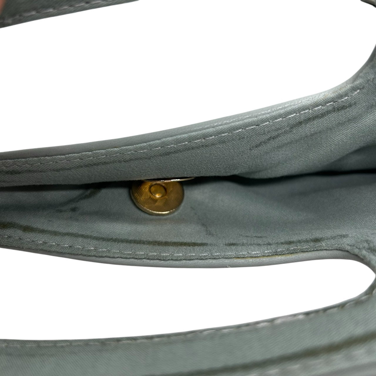 【PAPILLONNER】パピヨネ 2WAY クラッチバッグ ショルダーバッグ ハンドバッグ 斜め掛け可 レザー スエード ブルーグレー系 バイカラー バンブー ターンロック レディース エレガント スタイリッシュ 人気モデル クリーニング済み s54