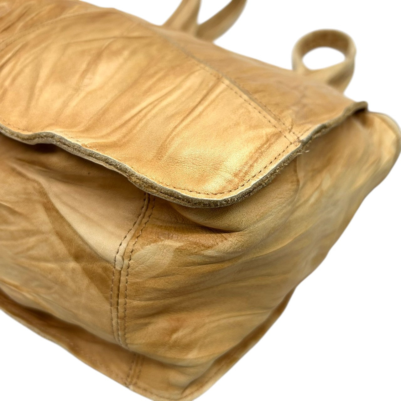 【美品】Anti-Forme Design アンチフォルムデザイン トートバッグ ワンショルダー 自立可 A4収納可 大容量 本革 レザー シワ加工 パッチワーク ブラウン キャメル系 レディース ナチュラル カジュアル 人気モデル クリーニング済み s67