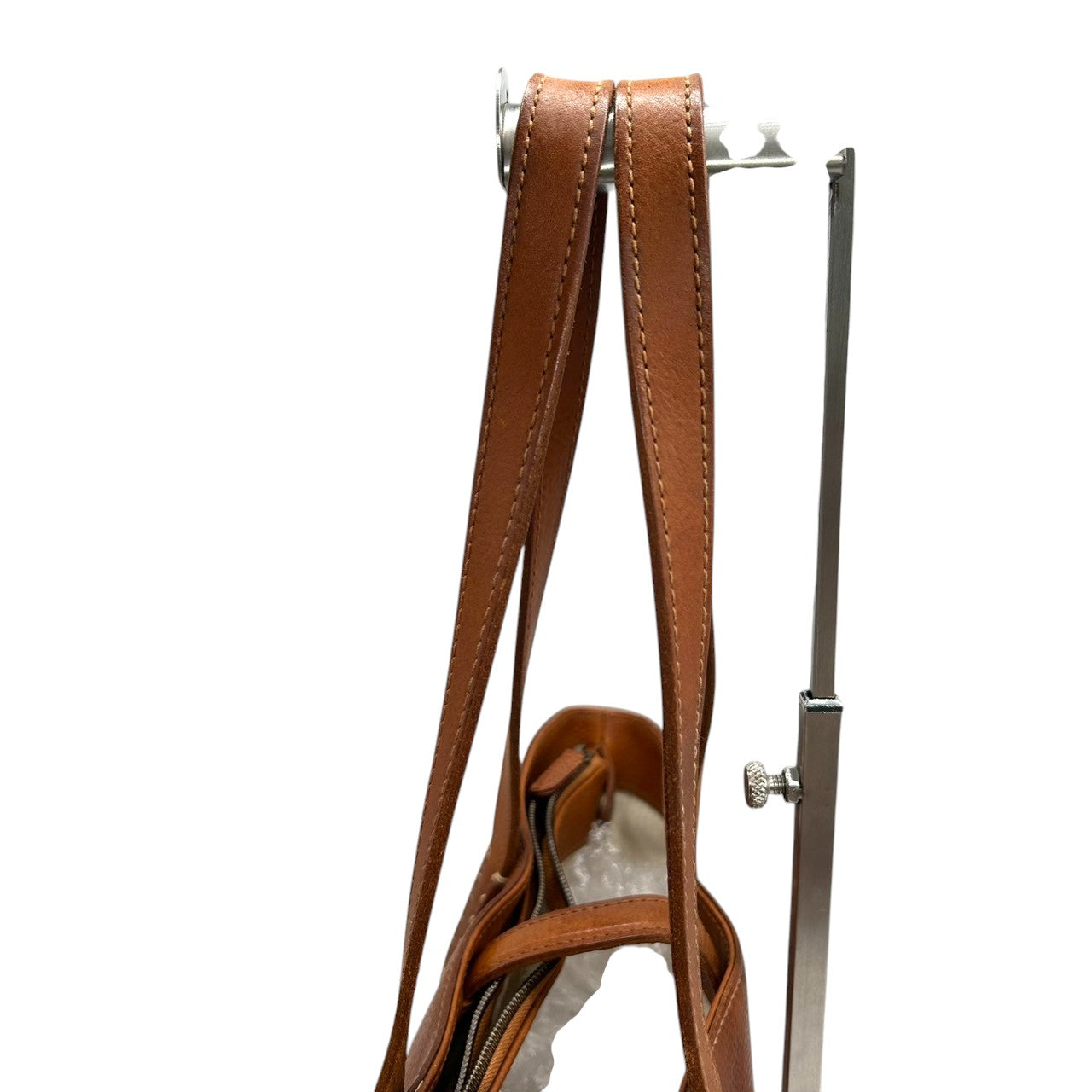 【genten】ゲンテン トートバッグ ワンショルダー A4収納可 自立可 大容量 本革 レザー シボ革 ブラウン キャメル系 レディース ナチュラル カジュアル ビジネス 通勤通学 ステッチデザイン 人気モデル クリーニング済み s67