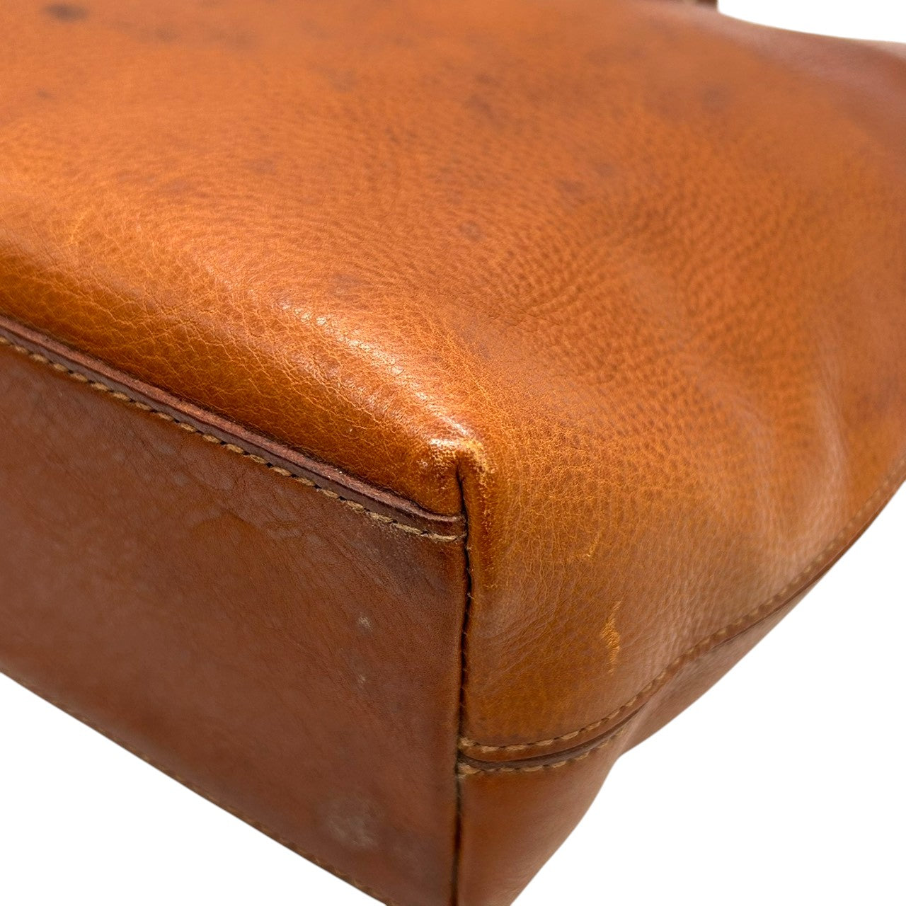 【genten】ゲンテン トートバッグ ワンショルダー A4収納可 自立可 大容量 本革 レザー シボ革 ブラウン キャメル系 レディース ナチュラル カジュアル ビジネス 通勤通学 ステッチデザイン 人気モデル クリーニング済み s67