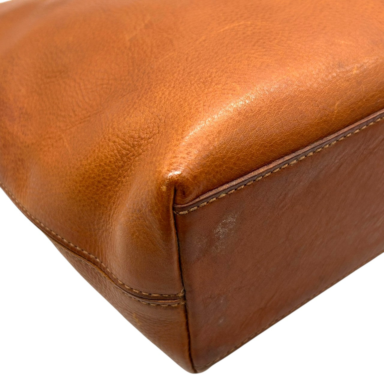 【genten】ゲンテン トートバッグ ワンショルダー A4収納可 自立可 大容量 本革 レザー シボ革 ブラウン キャメル系 レディース ナチュラル カジュアル ビジネス 通勤通学 ステッチデザイン 人気モデル クリーニング済み s67