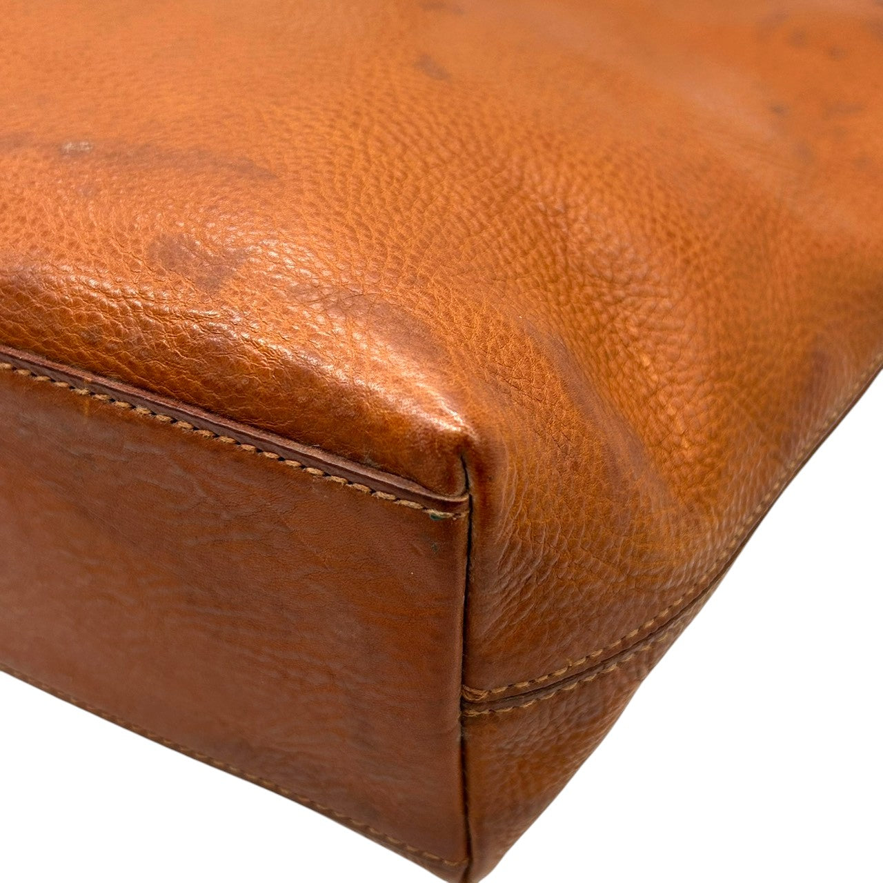 【genten】ゲンテン トートバッグ ワンショルダー A4収納可 自立可 大容量 本革 レザー シボ革 ブラウン キャメル系 レディース ナチュラル カジュアル ビジネス 通勤通学 ステッチデザイン 人気モデル クリーニング済み s67