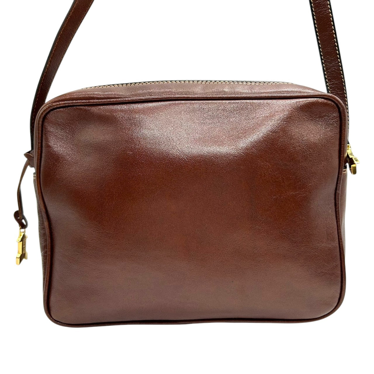 【美品】GOLD PFEIL ゴールドファイル ショルダーバッグ 斜め掛け可 本革 レザー ダークブラウン ゴールド金具 ドイツ製 ヴィンテージ クラシック レディース メンズ ユニセックス 上品 エレガント 人気モデル クリーニング済み s74