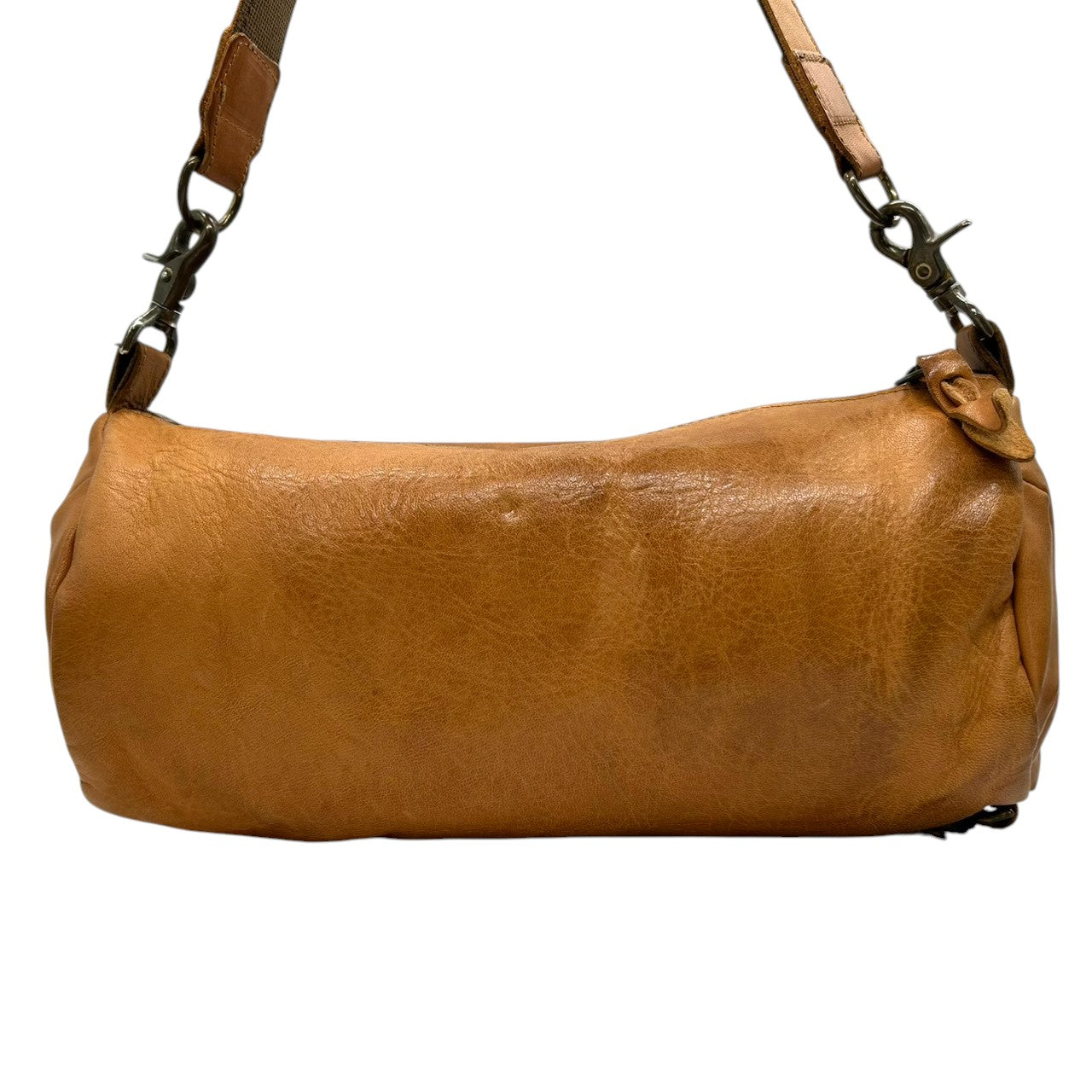 【Butler Verner Sails】バトラーバーナーセイルズ ショルダーバッグ ドラムバッグ 筒形 斜め掛け可 本革 レザー キャメル ブラウン系 日本製 メンズ レディース ユニセックス カジュアル ヴィンテージ風 人気モデル クリーニング済み s74