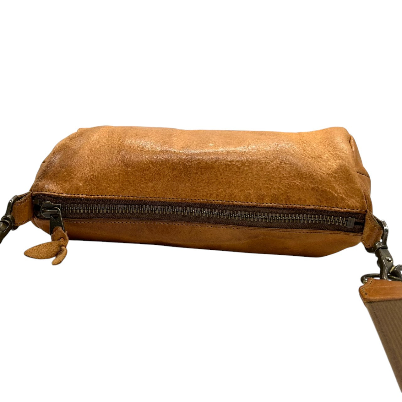 【Butler Verner Sails】バトラーバーナーセイルズ ショルダーバッグ ドラムバッグ 筒形 斜め掛け可 本革 レザー キャメル ブラウン系 日本製 メンズ レディース ユニセックス カジュアル ヴィンテージ風 人気モデル クリーニング済み s74