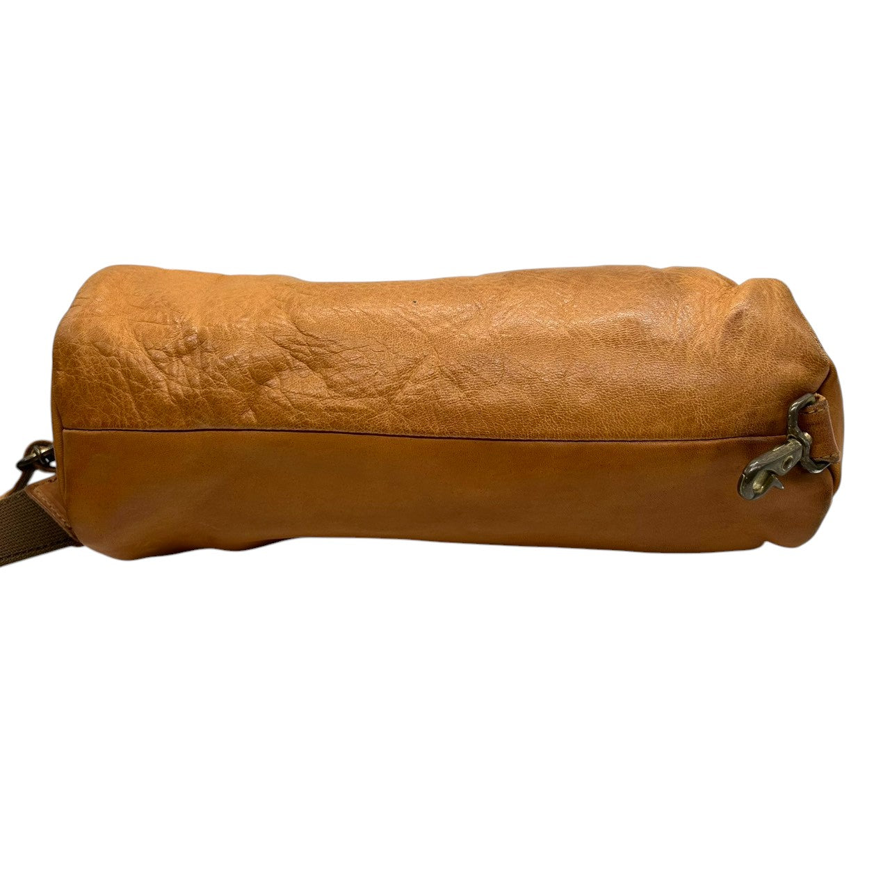 【Butler Verner Sails】バトラーバーナーセイルズ ショルダーバッグ ドラムバッグ 筒形 斜め掛け可 本革 レザー キャメル ブラウン系 日本製 メンズ レディース ユニセックス カジュアル ヴィンテージ風 人気モデル クリーニング済み s74