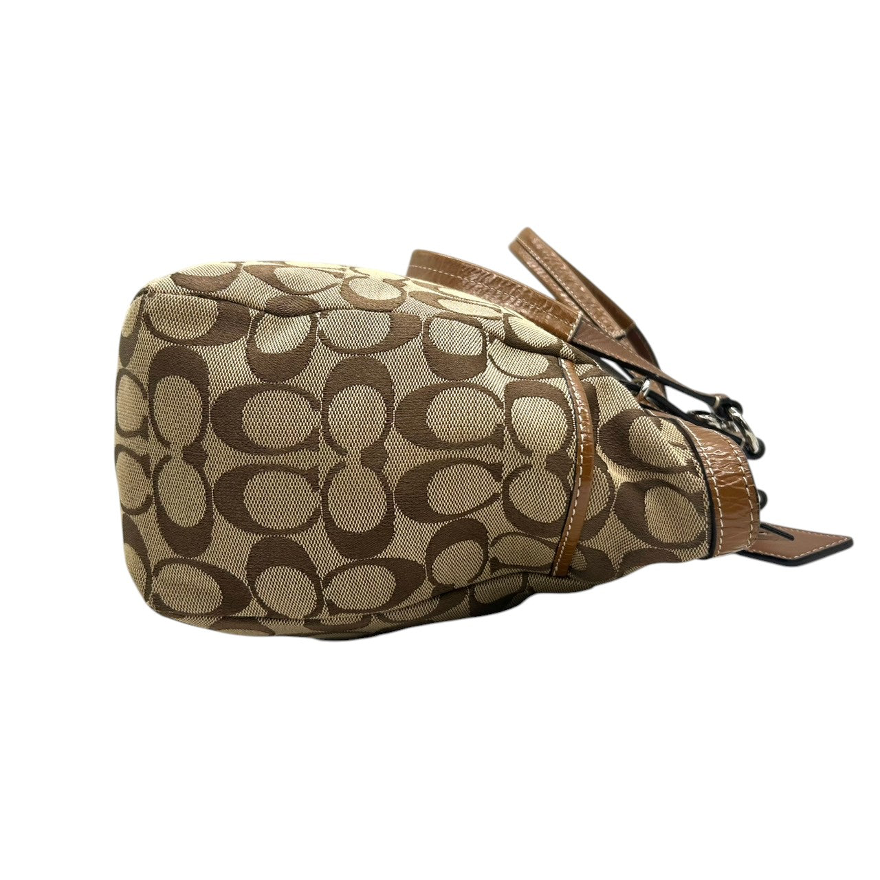 コーチ トートバッグ シグネチャー キャンバス レザー ブラウン F15146 A4収納可 肩掛け ワンショルダー 通勤 通学 レディース ハンドバッグ チャーム付き エレガント クラシックデザイン クリーニング済み s63