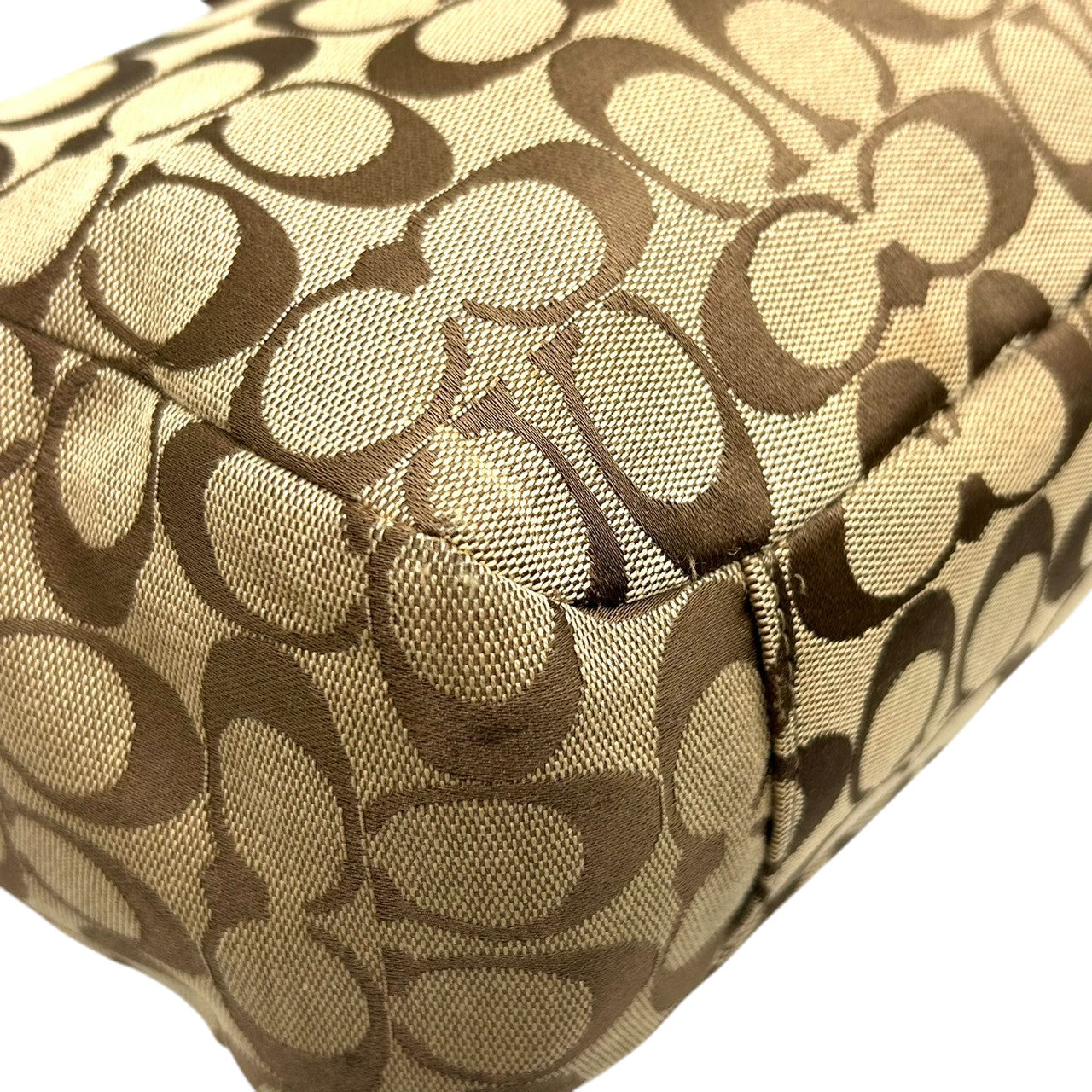 コーチ トートバッグ シグネチャー キャンバス レザー ブラウン F15146 A4収納可 肩掛け ワンショルダー 通勤 通学 レディース ハンドバッグ チャーム付き エレガント クラシックデザイン クリーニング済み s63