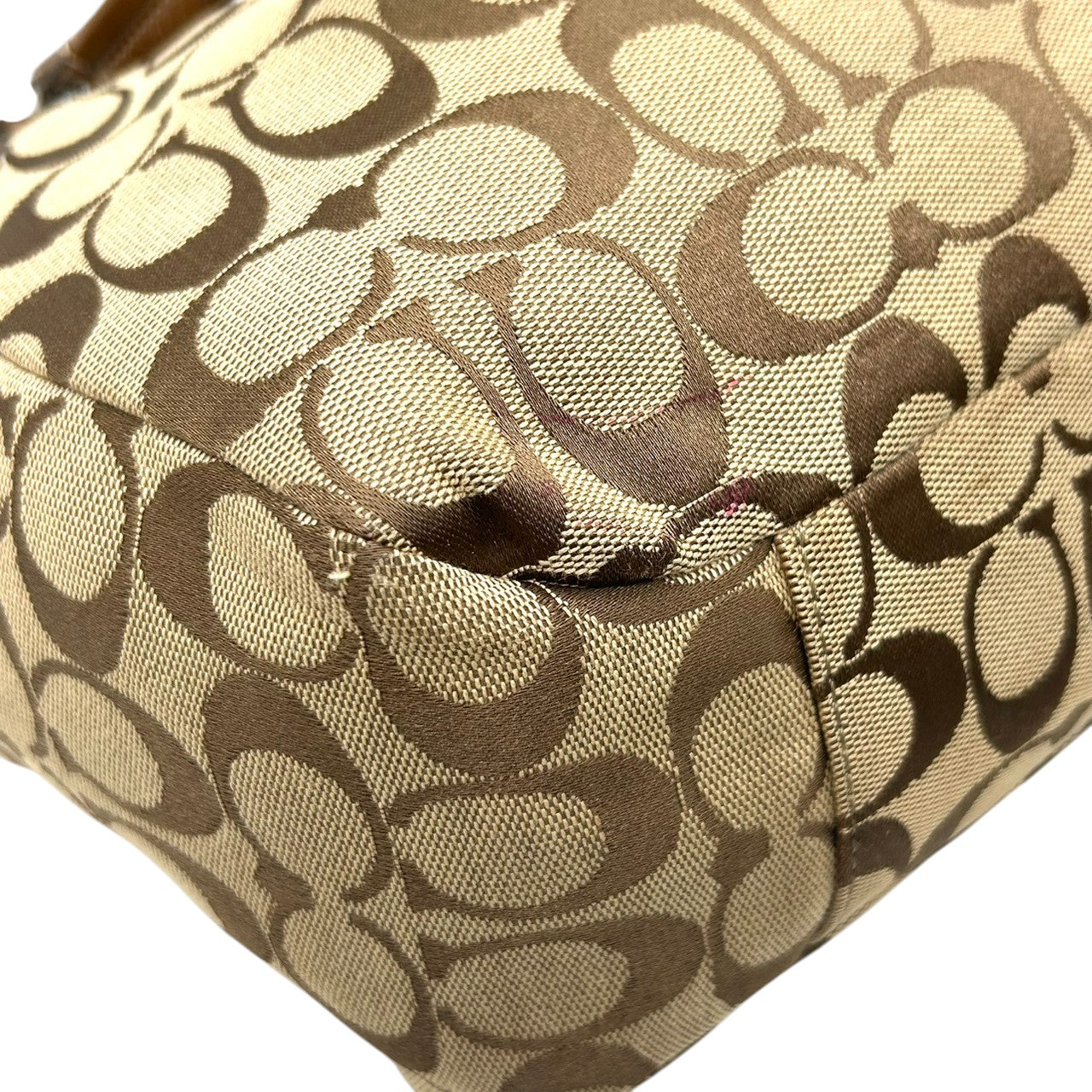 コーチ トートバッグ シグネチャー キャンバス レザー ブラウン F15146 A4収納可 肩掛け ワンショルダー 通勤 通学 レディース ハンドバッグ チャーム付き エレガント クラシックデザイン クリーニング済み s63