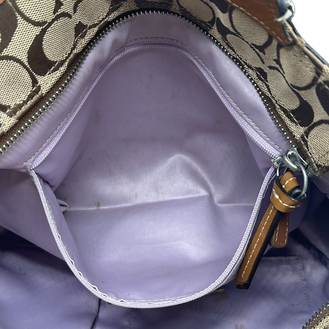 コーチ トートバッグ シグネチャー キャンバス レザー ブラウン F15146 A4収納可 肩掛け ワンショルダー 通勤 通学 レディース ハンドバッグ チャーム付き エレガント クラシックデザイン クリーニング済み s63