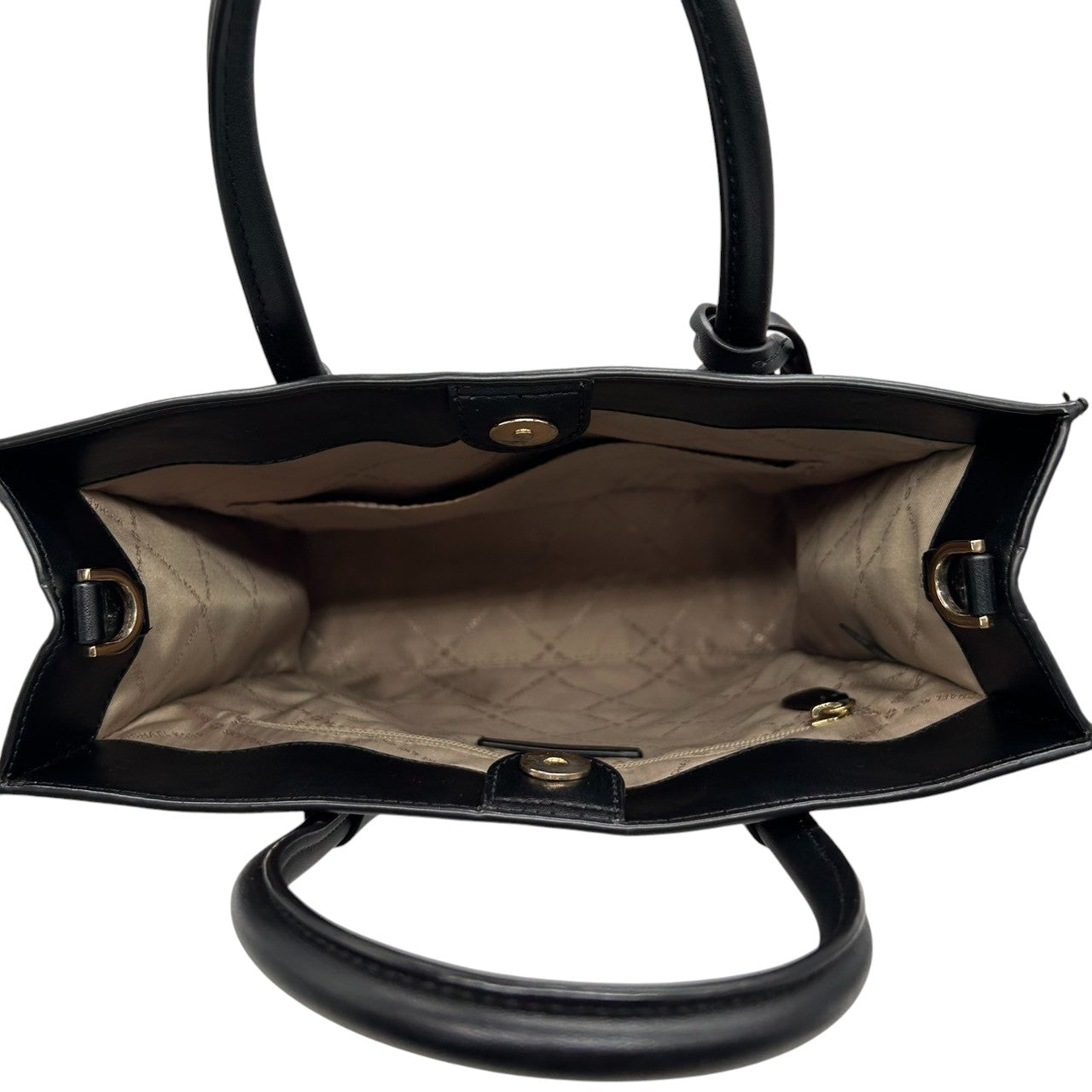 【美品】マイケルコース トートバッグ シグネチャー PVC レザー ブラウン 2WAY ハンドバッグ ショルダーバッグ 斜め掛け可 A4収納可 通勤 通学 MKロゴチャーム付き レディース ビジネス エレガント クリーニング済み 自立可 H