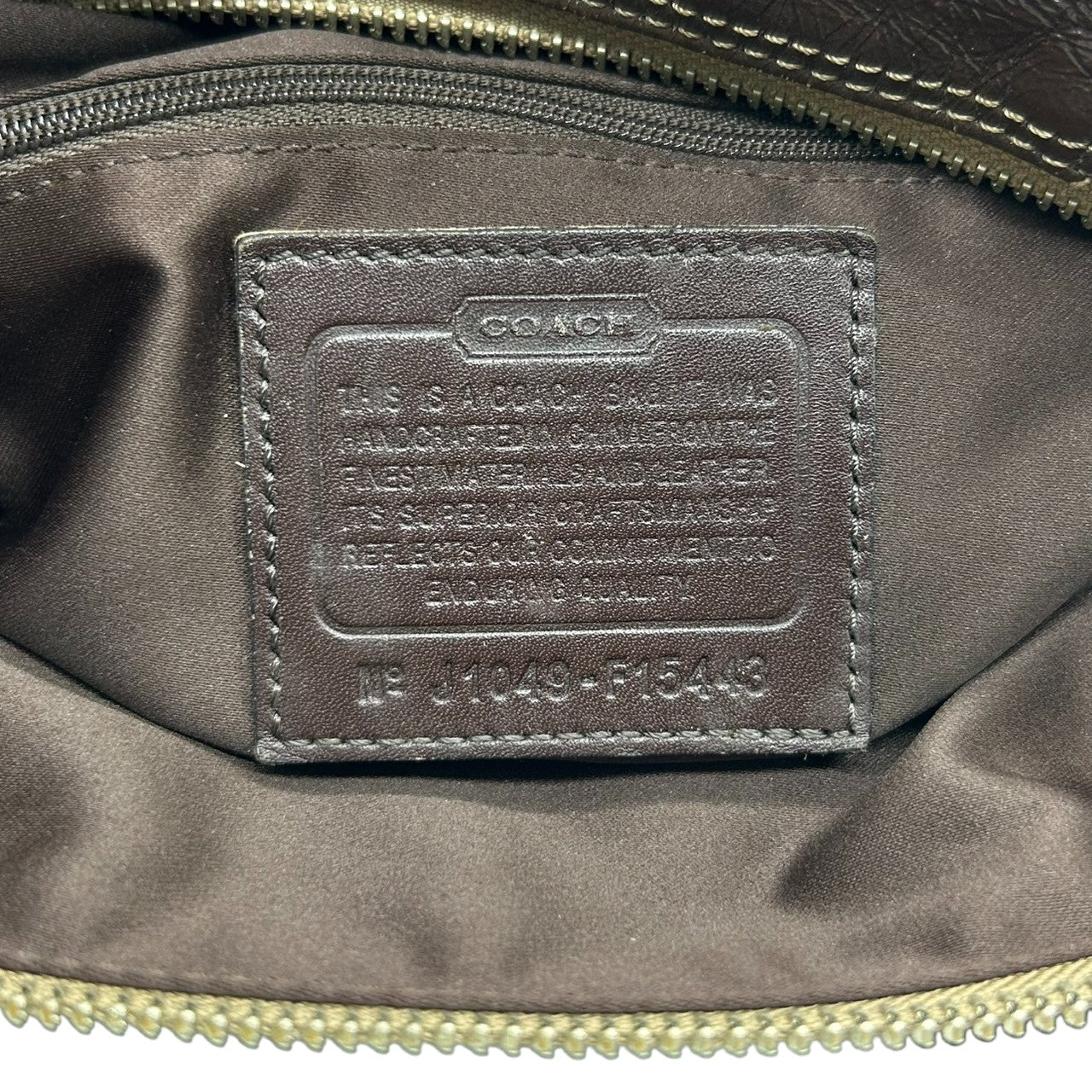 コーチ 2WAY ハンドバッグ F15443 シグネチャー ナイロン パテントレザー ブラウン ミニボストン ショルダーバッグ レディース チャーム付き エレガント クラシックデザイン コンパクトモデル クリーニング済み s26