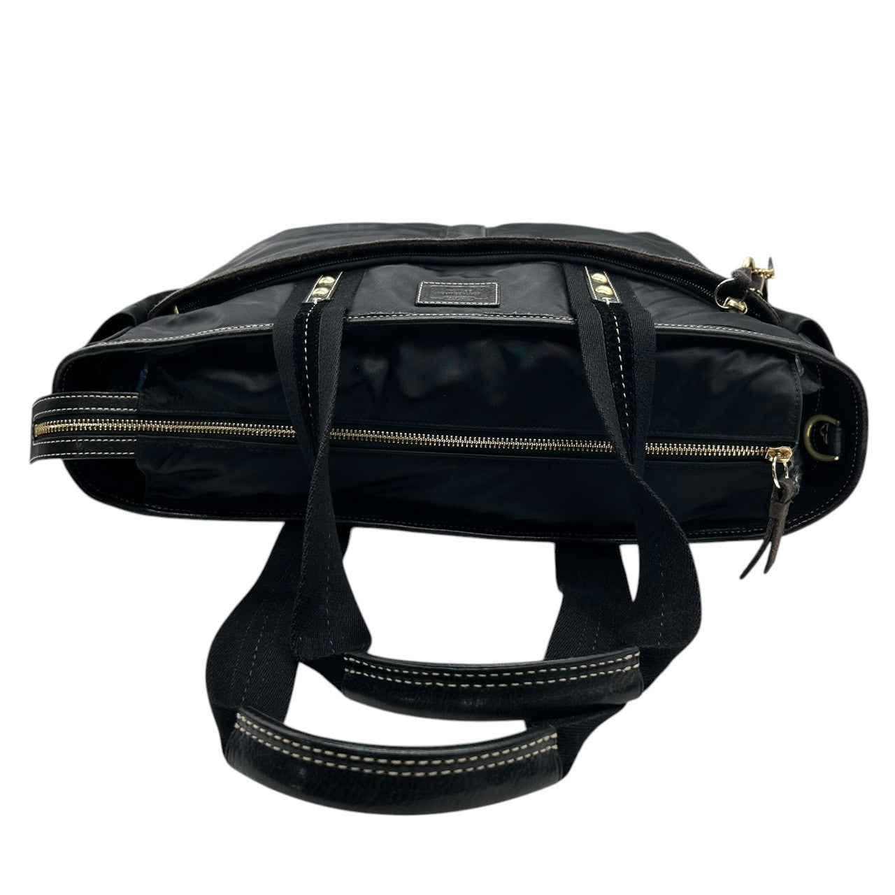 【美品】コーチ トートバッグ ハンプトンズ ウィークエンド 10102 ナイロン レザー ブラック 2WAY ビジネスバッグ A4収納可 大容量 斜め掛け可 メンズ 通勤 通学 旅行 チャーム付き クリーニング済み s57