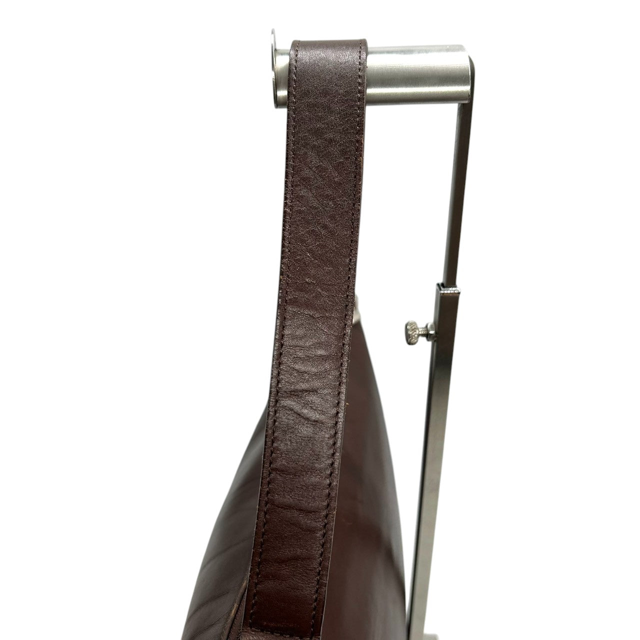 ヒロフ ショルダーバッグ Hロゴ レザー 本革 ダークブラウン ハンドバッグ A4収納可 レディース ビジネス 通勤 フォーマル 大容量 デイリーユース シンプル エレガント イタリア製 上質レザー クリーニング済み 自立可 s44