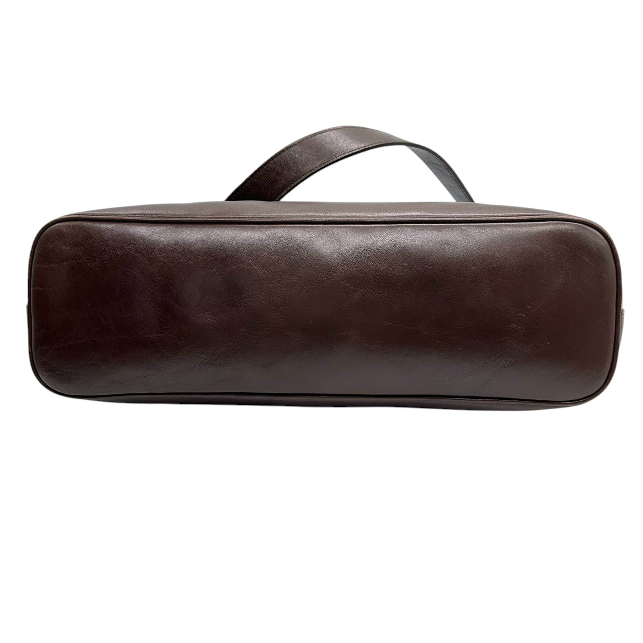 ヒロフ ショルダーバッグ Hロゴ レザー 本革 ダークブラウン ハンドバッグ A4収納可 レディース ビジネス 通勤 フォーマル 大容量 デイリーユース シンプル エレガント イタリア製 上質レザー クリーニング済み 自立可 s44