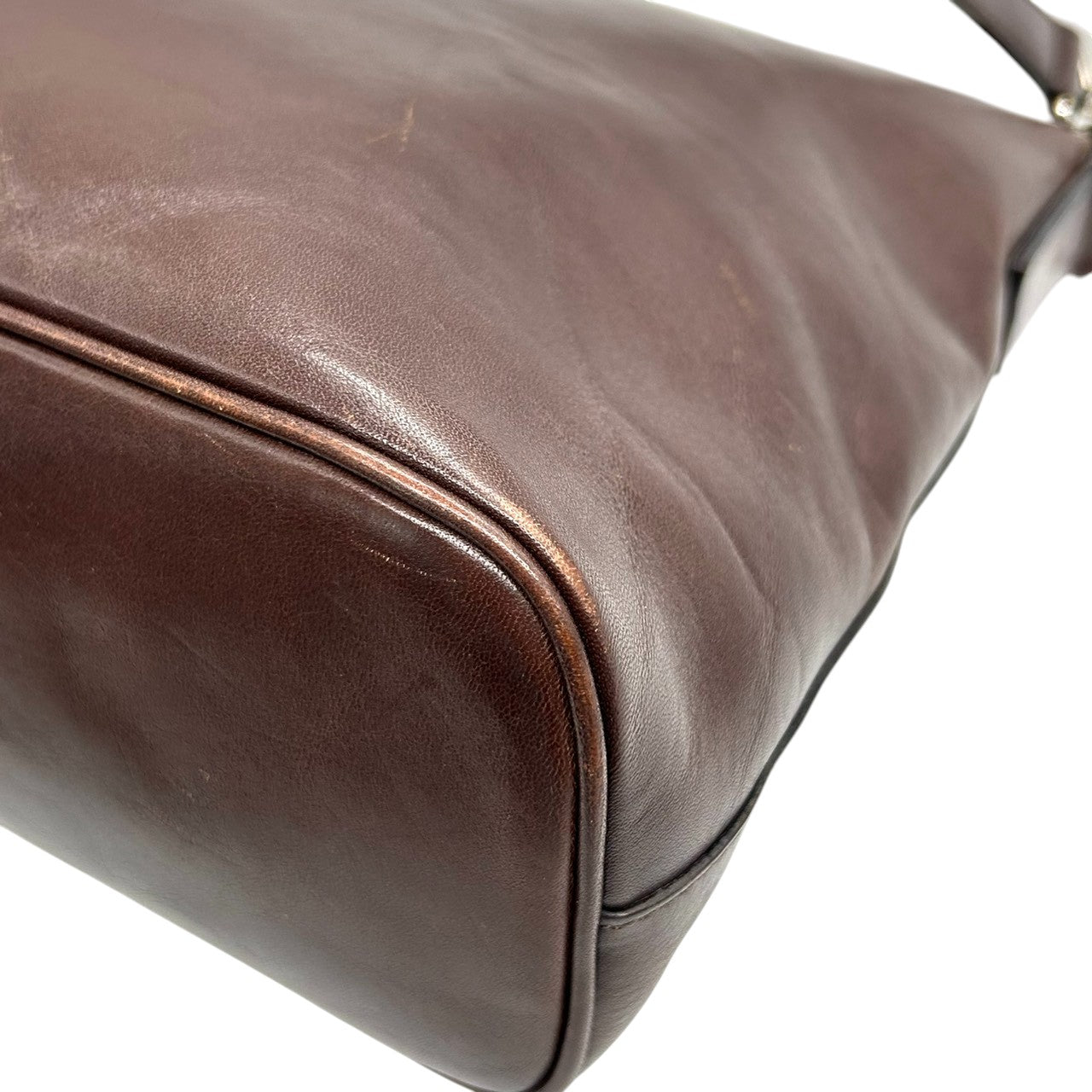 ヒロフ ショルダーバッグ Hロゴ レザー 本革 ダークブラウン ハンドバッグ A4収納可 レディース ビジネス 通勤 フォーマル 大容量 デイリーユース シンプル エレガント イタリア製 上質レザー クリーニング済み 自立可 s44