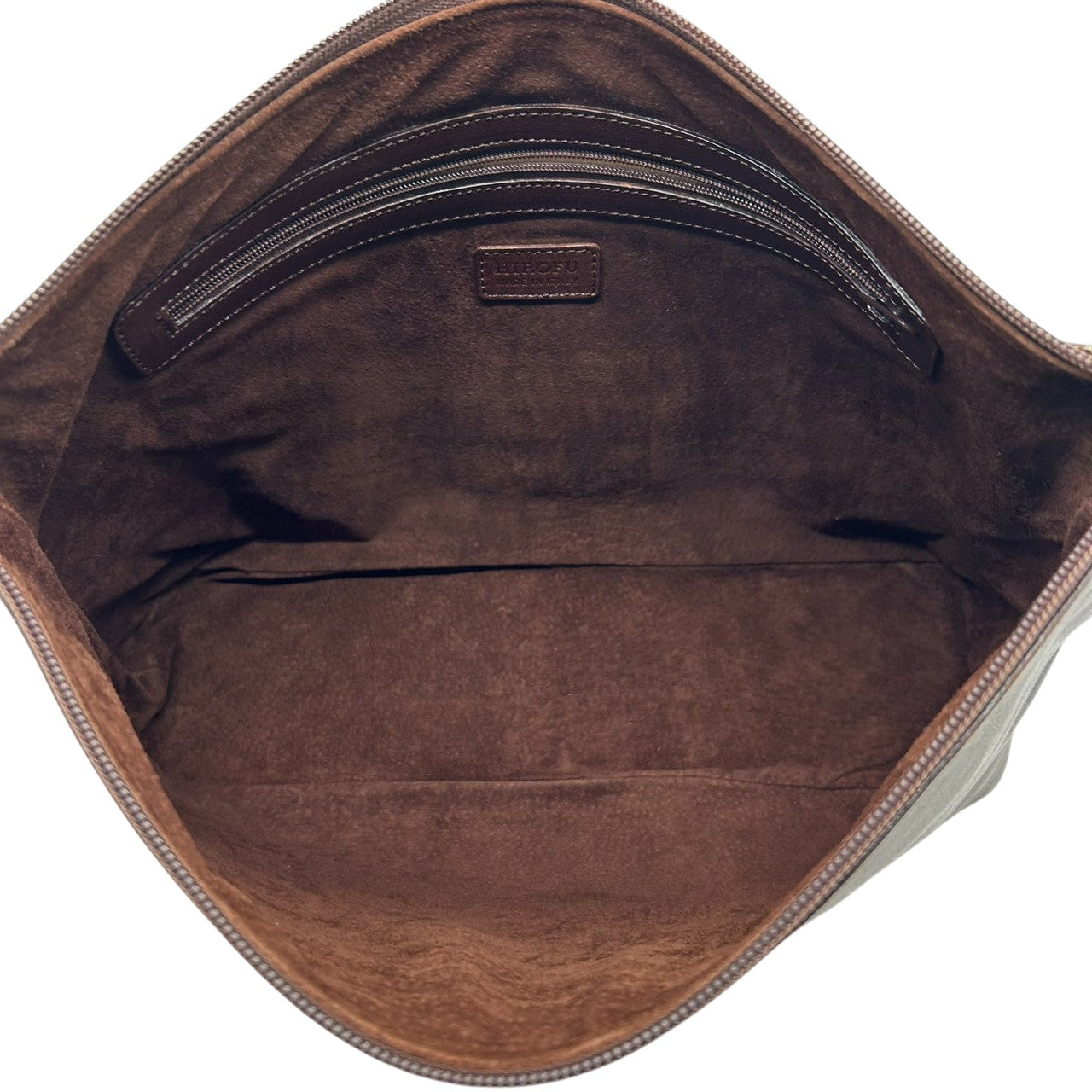 ヒロフ ショルダーバッグ Hロゴ レザー 本革 ダークブラウン ハンドバッグ A4収納可 レディース ビジネス 通勤 フォーマル 大容量 デイリーユース シンプル エレガント イタリア製 上質レザー クリーニング済み 自立可 s44