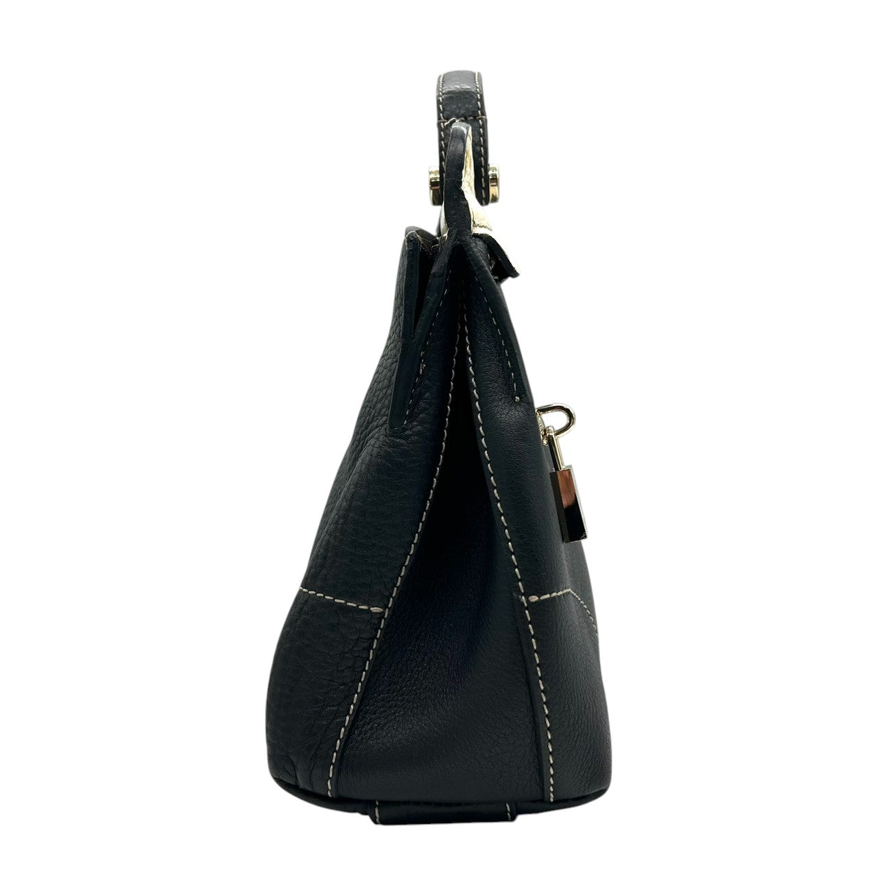 フルラ 2WAY ハンドバッグ ショルダーバッグ レザー 型押しレザー ブラック ホワイト バイカラー ターンロック レディース エレガント フォーマル イタリア製 上品 高級感 通勤 お出かけ クリーニング済み 自立可 s40