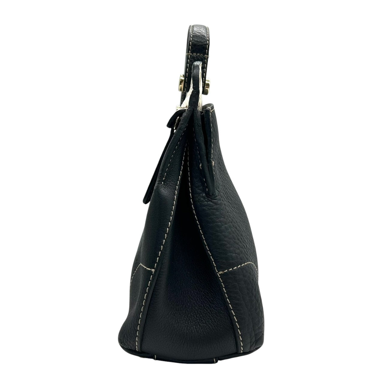 フルラ 2WAY ハンドバッグ ショルダーバッグ レザー 型押しレザー ブラック ホワイト バイカラー ターンロック レディース エレガント フォーマル イタリア製 上品 高級感 通勤 お出かけ クリーニング済み 自立可 s40