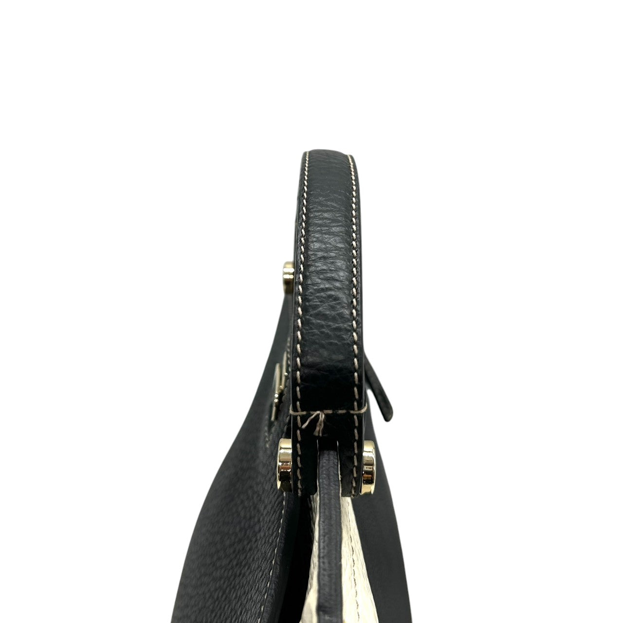 フルラ 2WAY ハンドバッグ ショルダーバッグ レザー 型押しレザー ブラック ホワイト バイカラー ターンロック レディース エレガント フォーマル イタリア製 上品 高級感 通勤 お出かけ クリーニング済み 自立可 s40