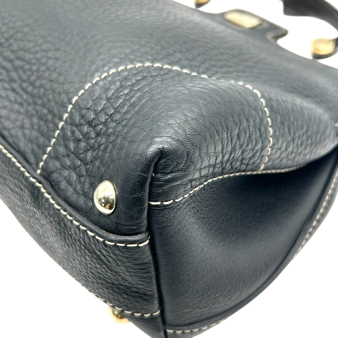 フルラ 2WAY ハンドバッグ ショルダーバッグ レザー 型押しレザー ブラック ホワイト バイカラー ターンロック レディース エレガント フォーマル イタリア製 上品 高級感 通勤 お出かけ クリーニング済み 自立可 s40