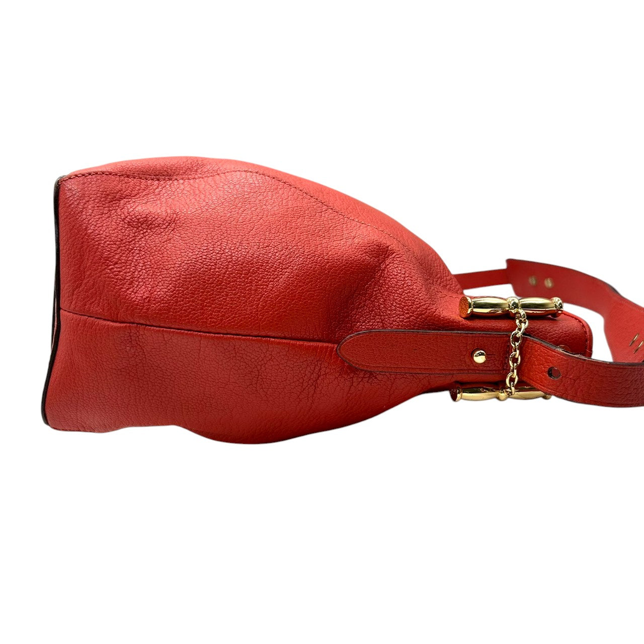 【美品】ローレンラルフローレン ハンドバッグ レザー 本革 レッド ワンショルダー A4収納可 大容量 ホーボーバッグ 肩掛け RLLロゴ レディース エレガント カジュアル シボ革 ゴールド金具 クリーニング済み s86