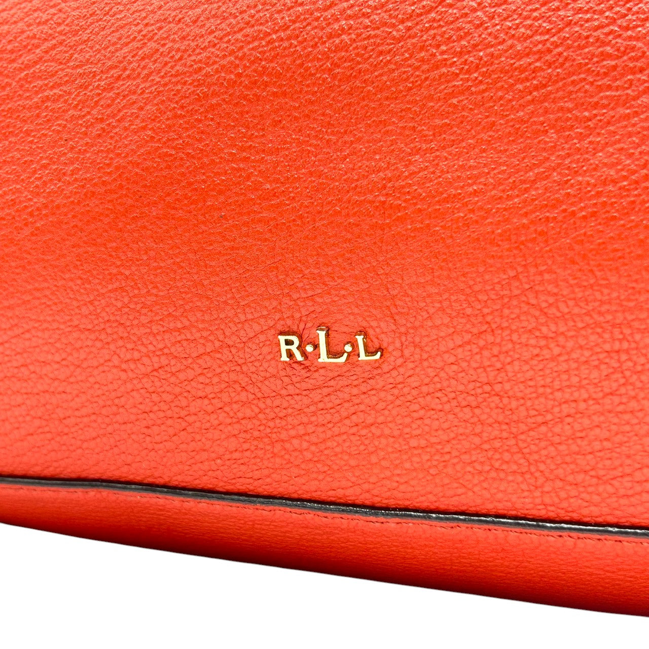 【美品】ローレンラルフローレン ハンドバッグ レザー 本革 レッド ワンショルダー A4収納可 大容量 ホーボーバッグ 肩掛け RLLロゴ レディース エレガント カジュアル シボ革 ゴールド金具 クリーニング済み s86