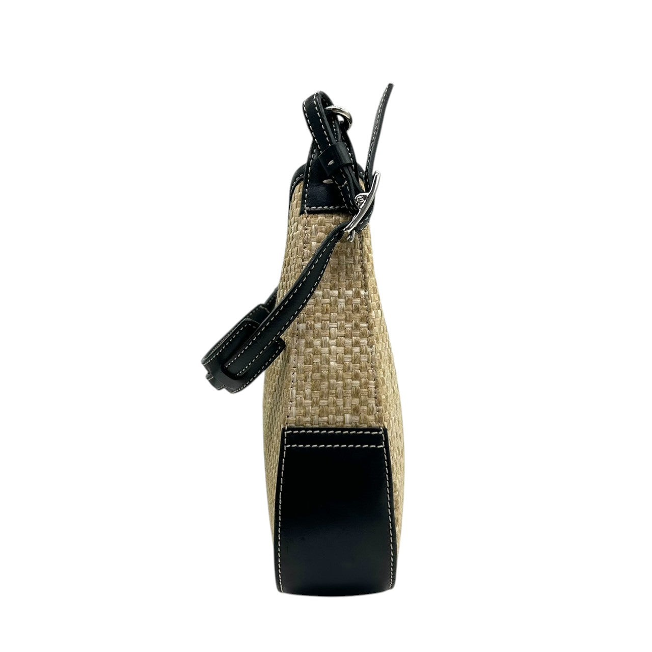 【美品】コーチ ハンドバッグ ストロー レザー 8159 かごバッグ ワンショルダー 肩掛け ベージュ ブラック 夏 サマー カジュアル レディース チャーム付き 希少モデル クラシックデザイン クリーニング済み s86