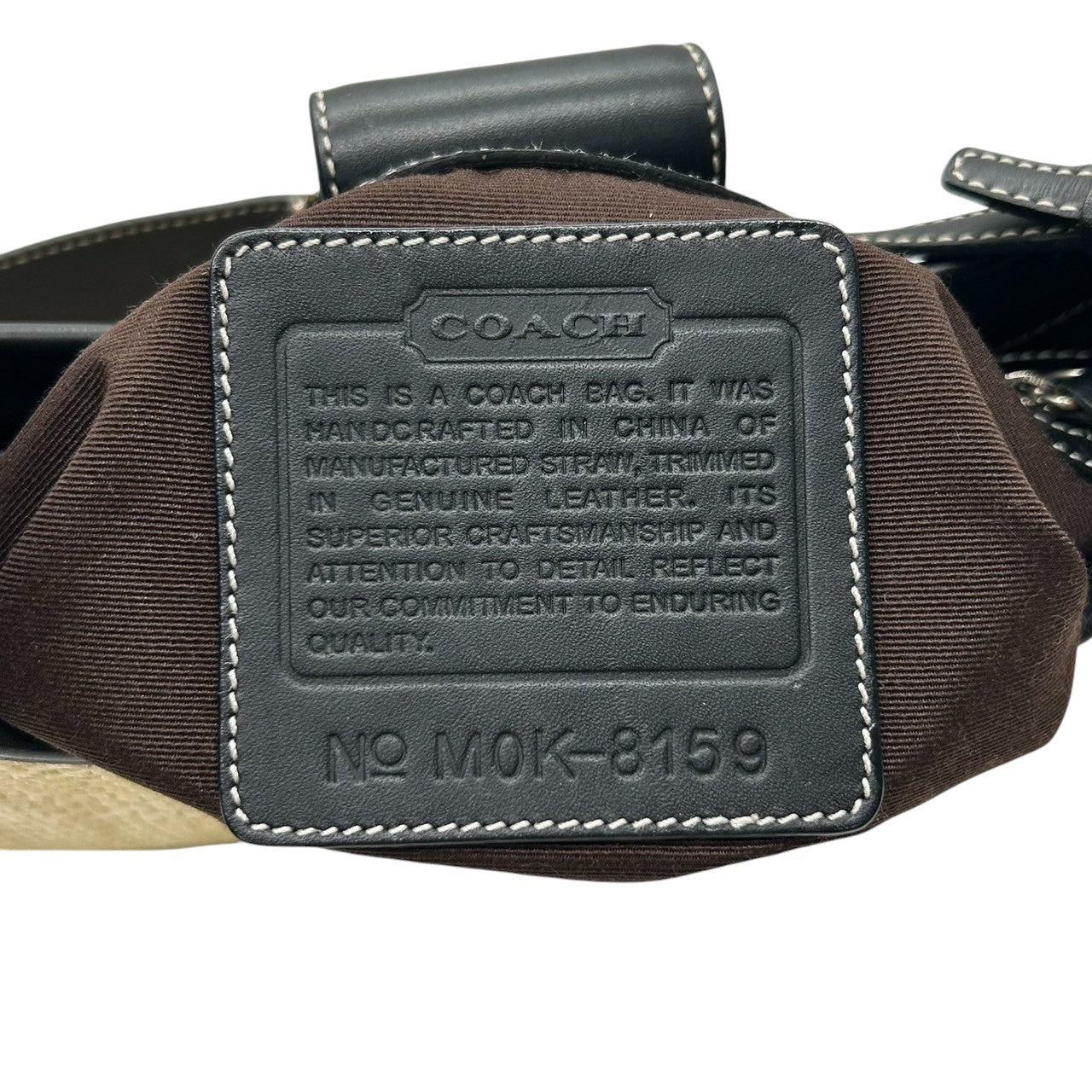 【美品】コーチ ハンドバッグ ストロー レザー 8159 かごバッグ ワンショルダー 肩掛け ベージュ ブラック 夏 サマー カジュアル レディース チャーム付き 希少モデル クラシックデザイン クリーニング済み s86