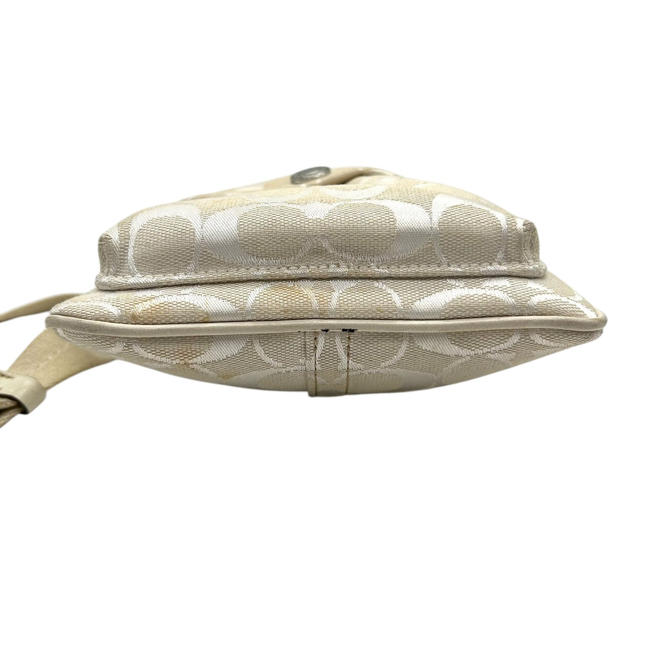 コーチ ショルダーバッグ シグネチャー キャンバス レザー 6442 アイボリー 斜め掛け可 ポシェット サコッシュ ミニショルダー コンパクト 軽量 レディース カジュアル シンプルデザイン クリーニング済み E2