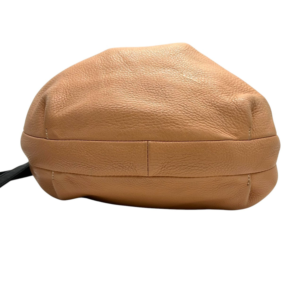 【美品】シーバイクロエ ショルダーバッグ 巾着型 ドローストリング レザー 本革 ベージュ ブラック バイカラー 斜め掛け可 レディース ポシェット ミニバッグ コンパクト 軽量 カジュアル フェミニン お出かけ デイリーユース クリーニング済み E2