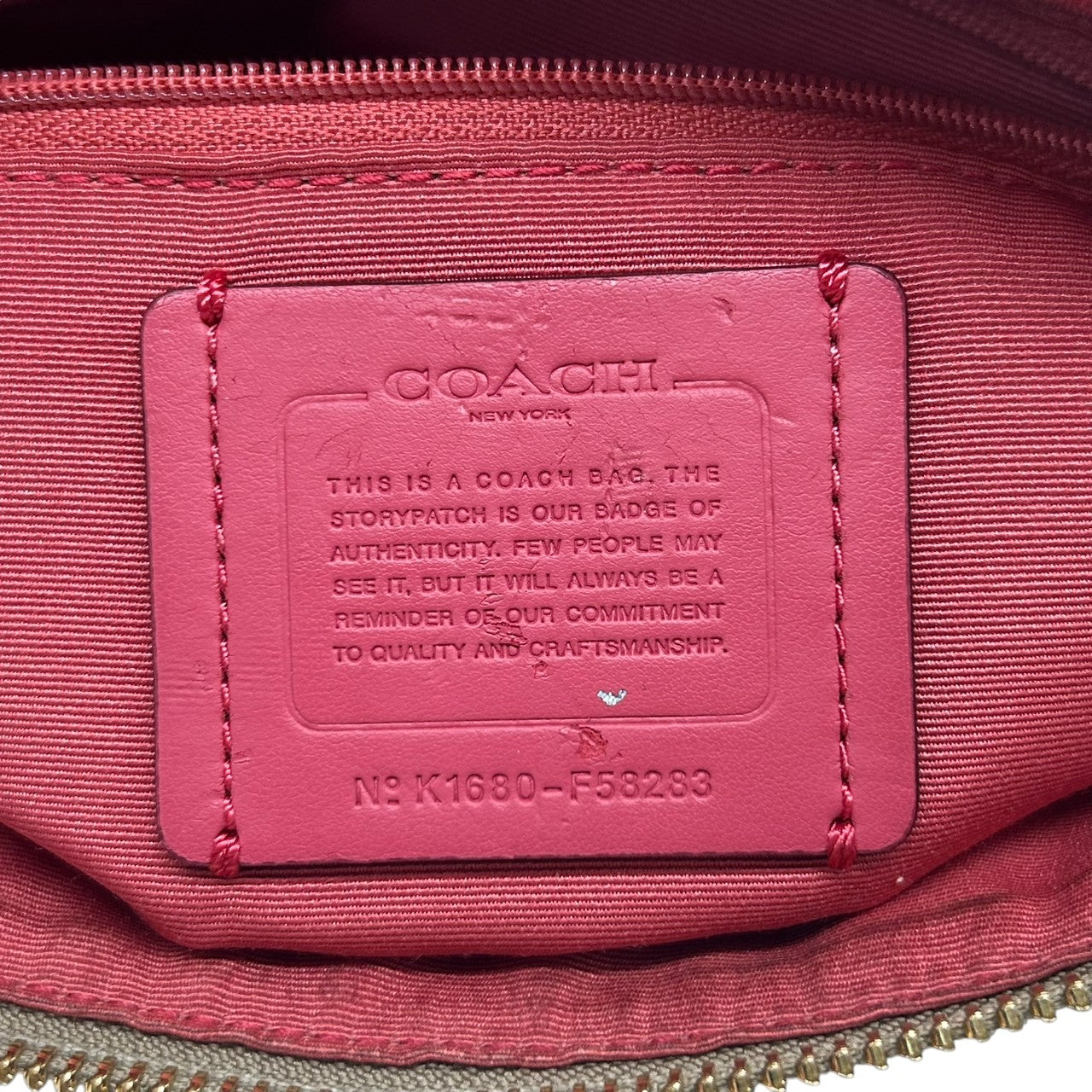 コーチ トートバッグ シグネチャー キャンバス レザー F58283 ブラウン ピンク 2WAY ハンドバッグ ショルダーバッグ 斜め掛け可 A4収納可 レディース 通勤 通学 チャーム付き フェミニン エレガント クリーニング済み E2